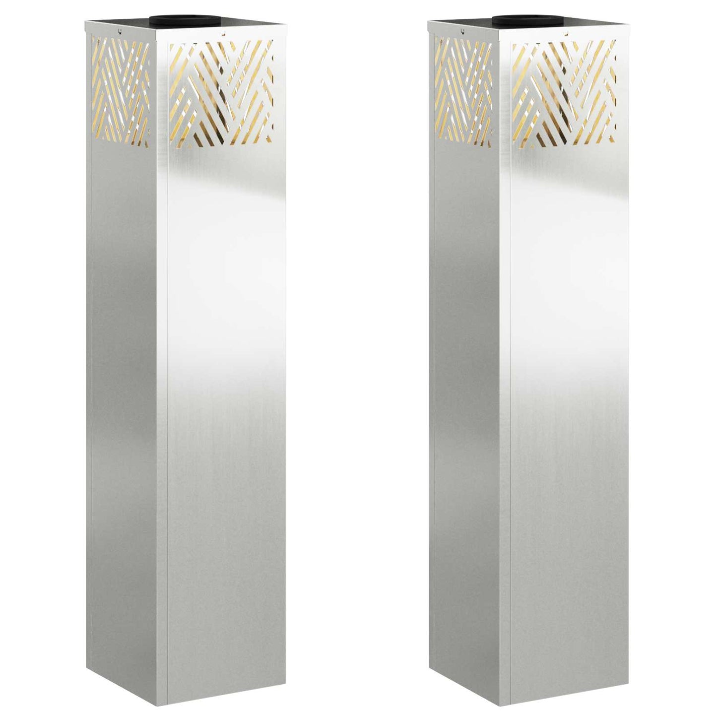 Solar LED Pathway Light 2 pcs Silver Galvanized