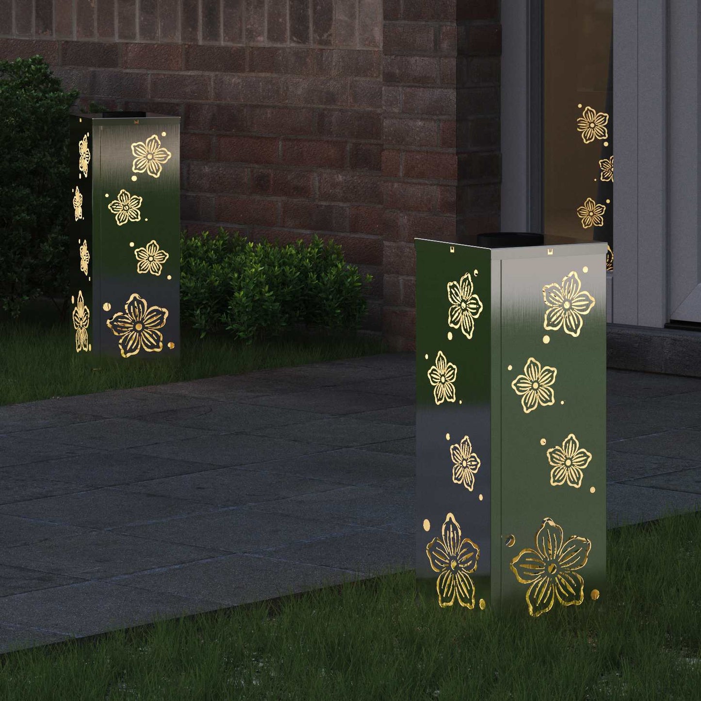 Solar LED Pathway Light 2 pcs Silver Stainless Steel