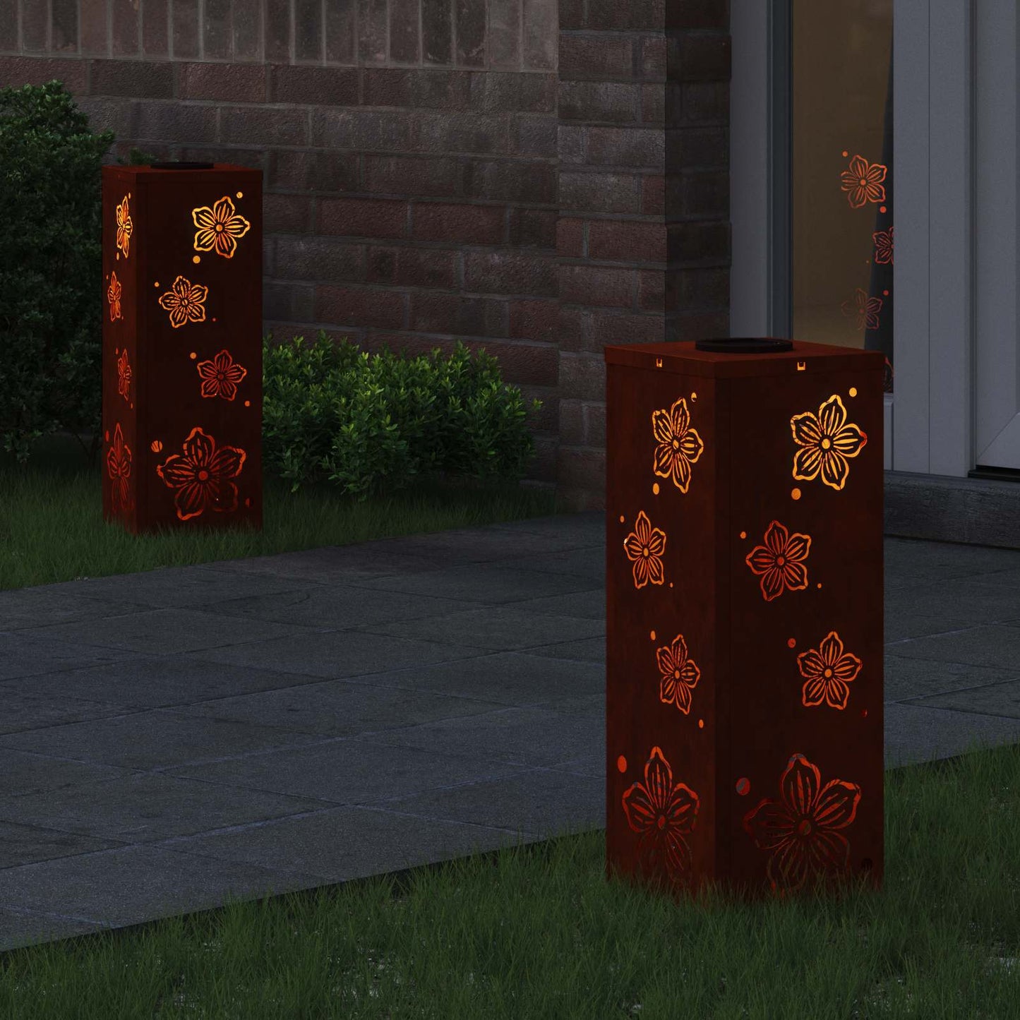 Solar LED Pathway Light 2 pcs Rusty Weathering Steel