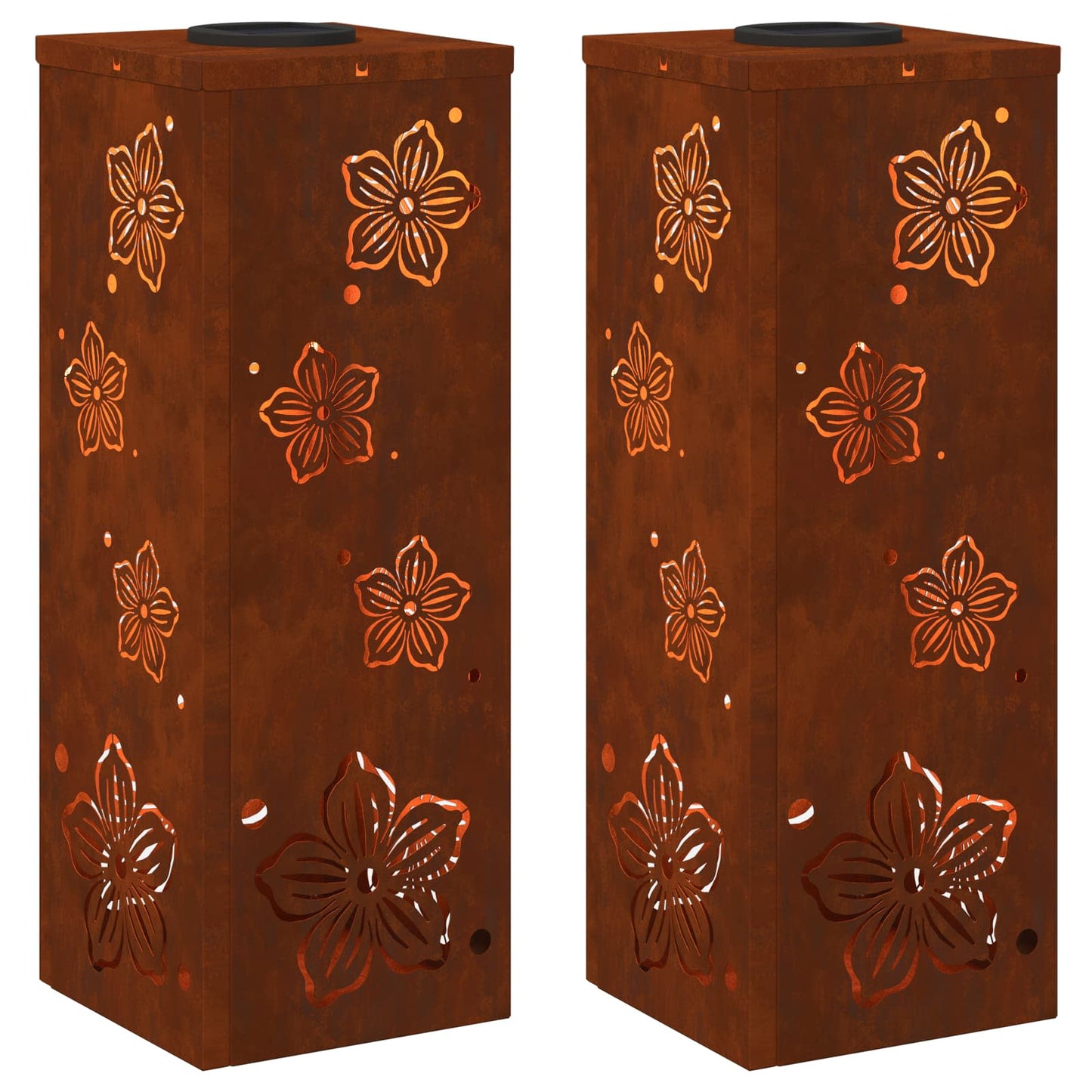Solar LED Pathway Light 2 pcs Rusty Weathering Steel