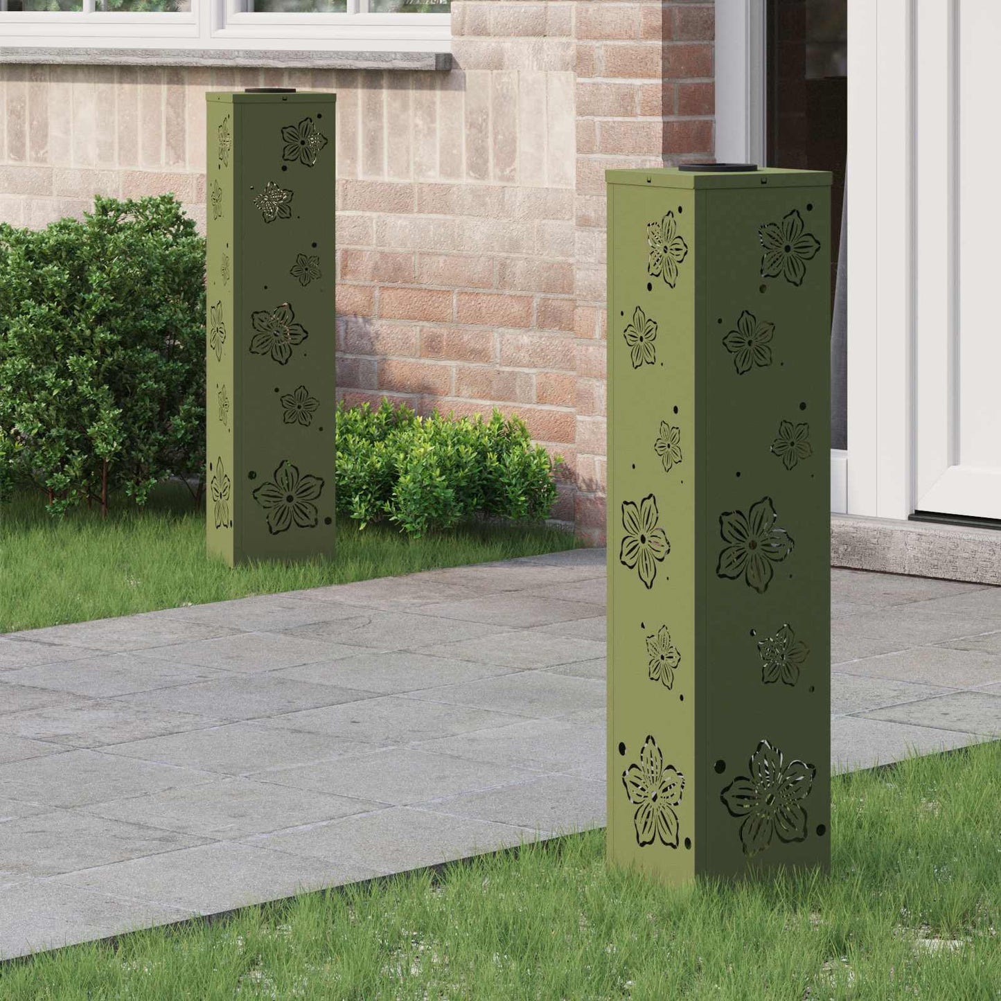 Solar LED Pathway Light 2 pcs Olive Green Cold Rolled Steel