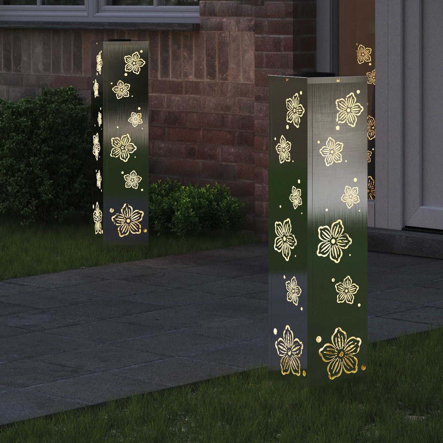 Solar LED Pathway Light 2 pcs Silver Stainless Steel