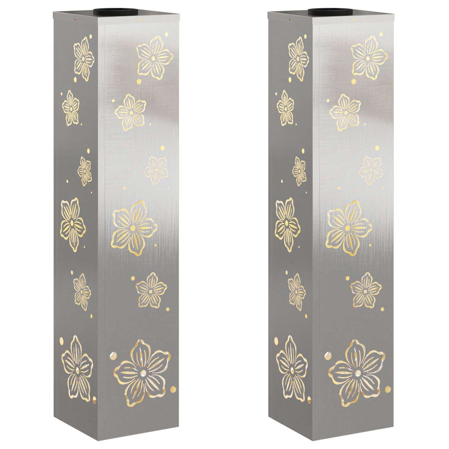 Solar LED Pathway Light 2 pcs Silver Stainless Steel