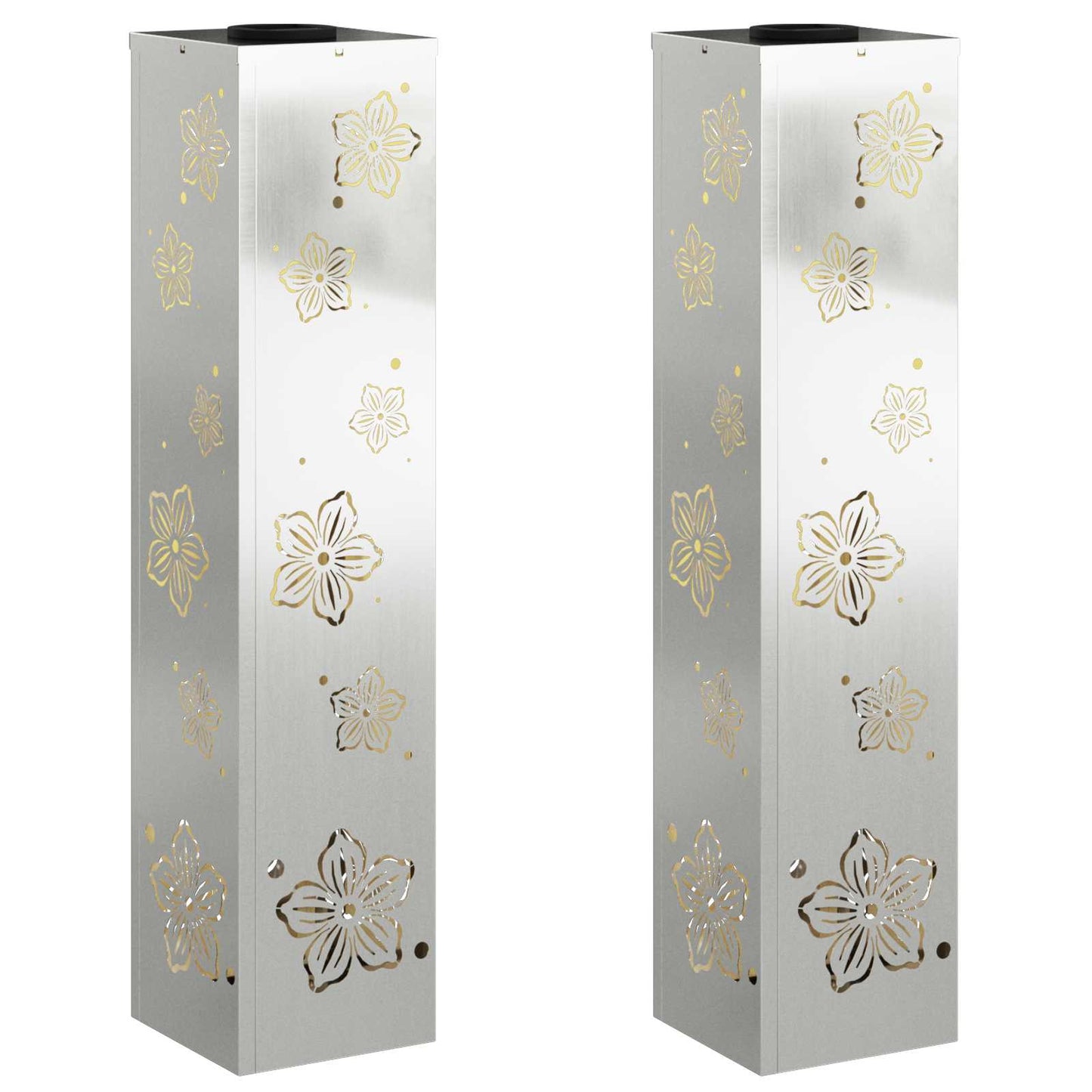 Solar LED Pathway Light 2 pcs Silver Galvanized Steel