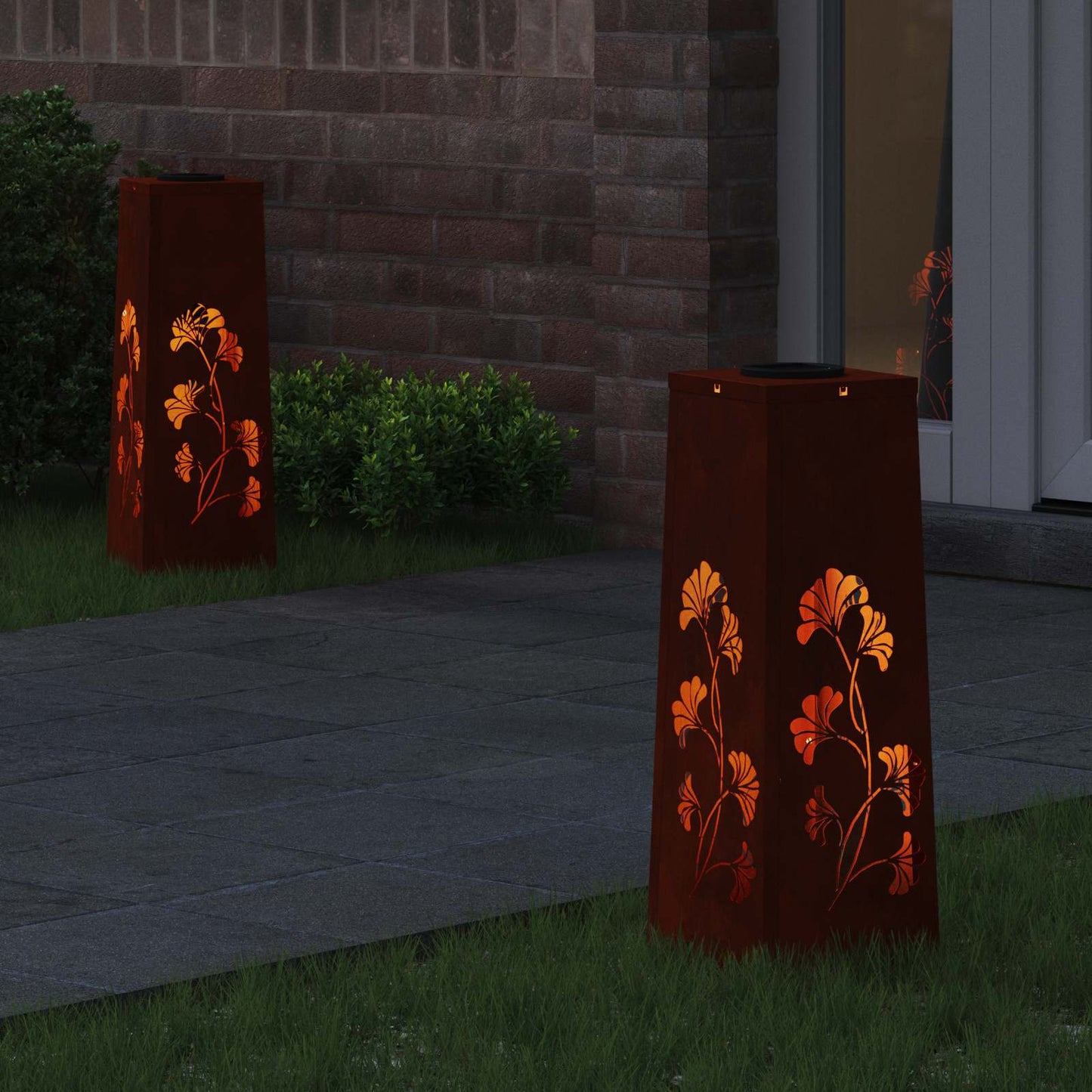 Solar LED Pathway Light 2 pcs Rusty Weathering Steel