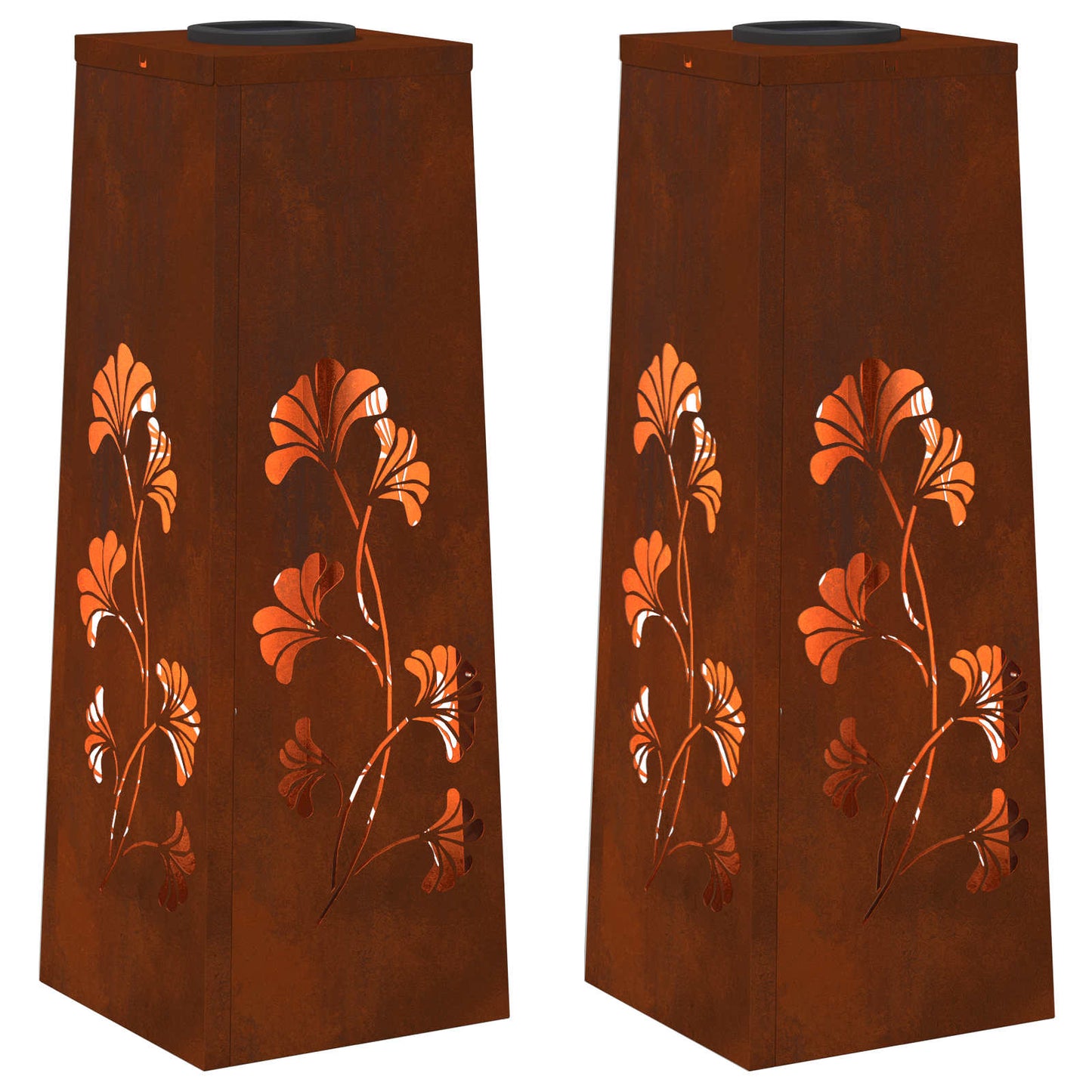 Solar LED Pathway Light 2 pcs Rusty Weathering Steel