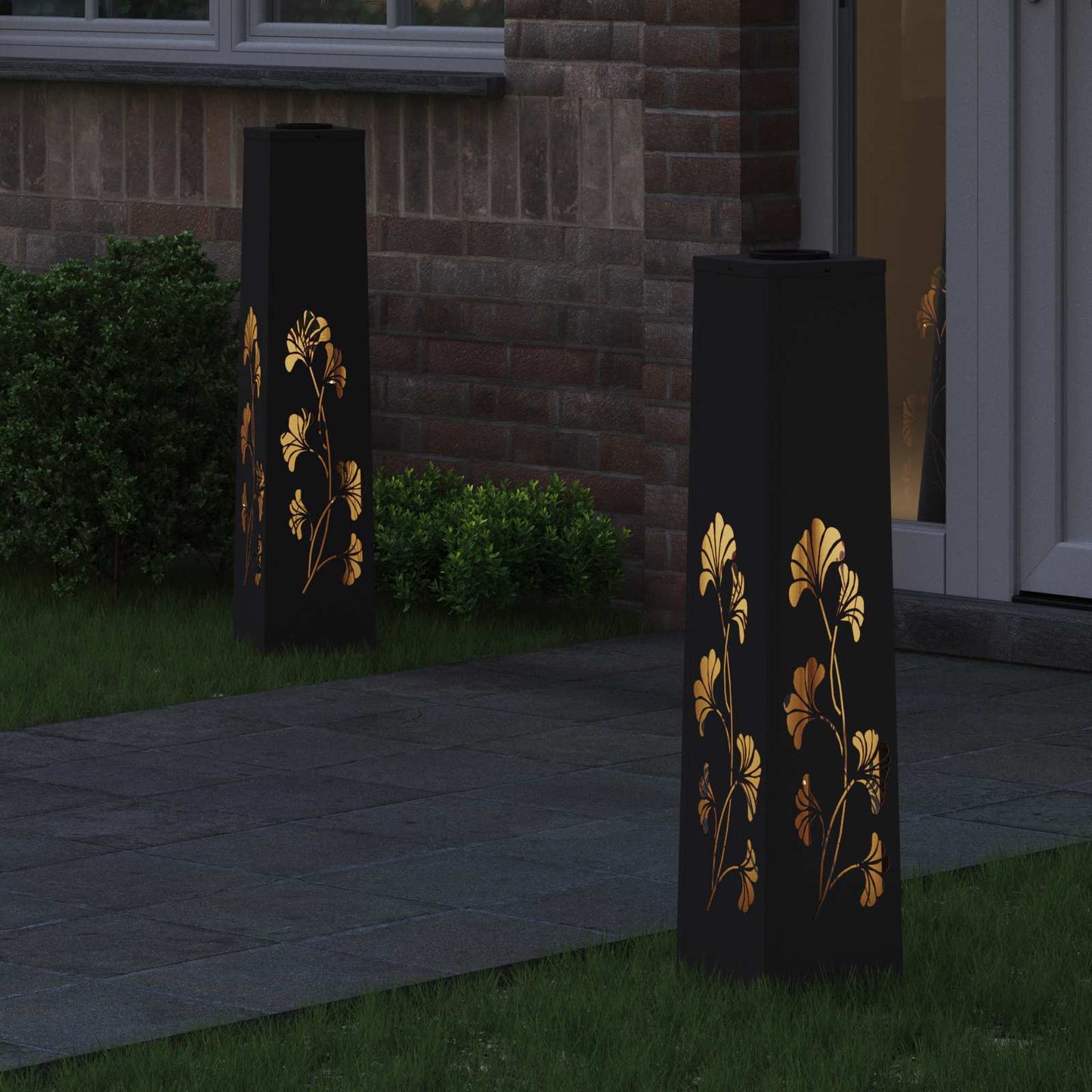 Solar LED Pathway Light 2 pcs Black Cold Rolled Steel