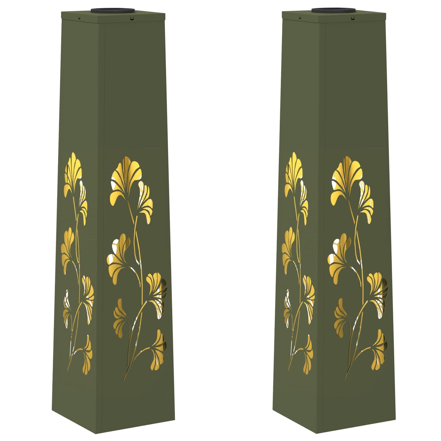 Solar LED Pathway Light 2 pcs Olive Green Cold Rolled Steel