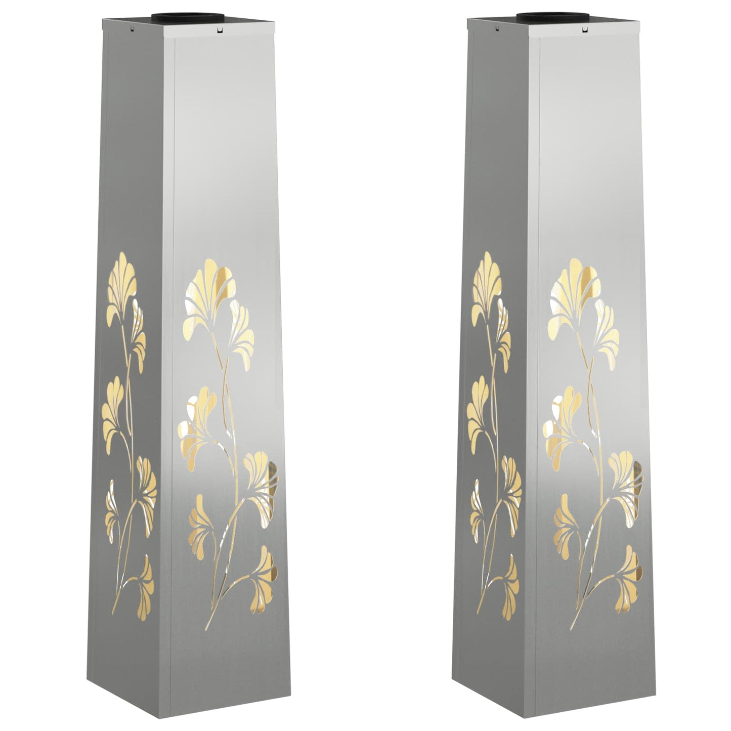 Solar LED Pathway Light 2 pcs Silver Galvanized Steel