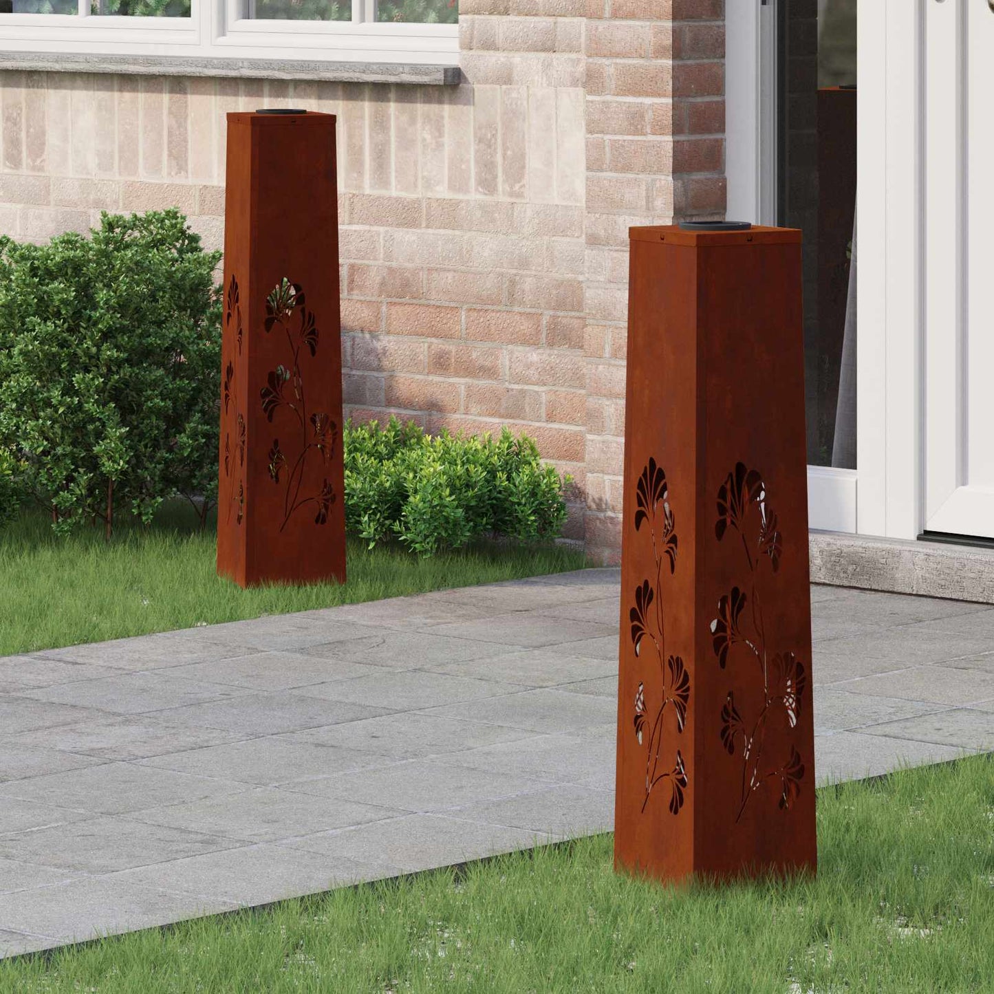 Solar LED Pathway Light 2 pcs Rusty Weathering Steel