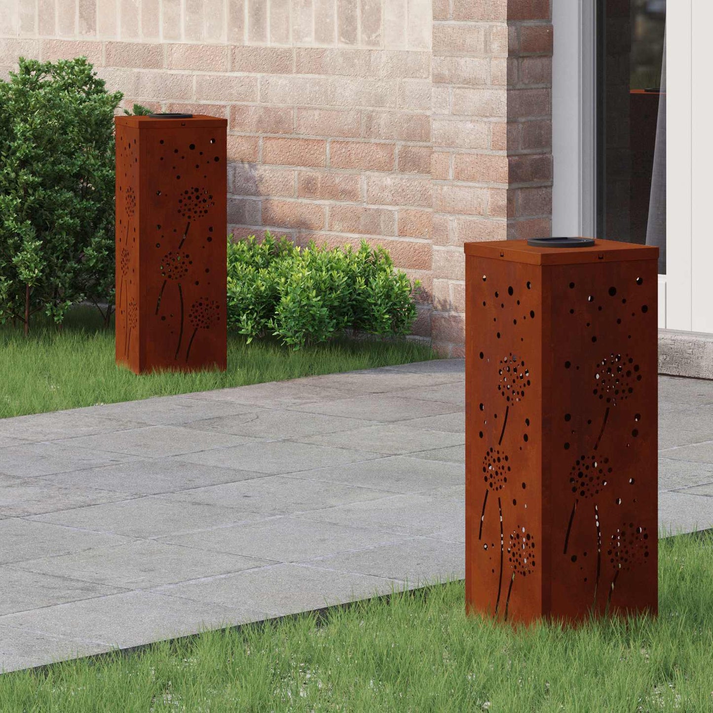 Solar LED Pathway Light 2 pcs Rusty Weathering Steel