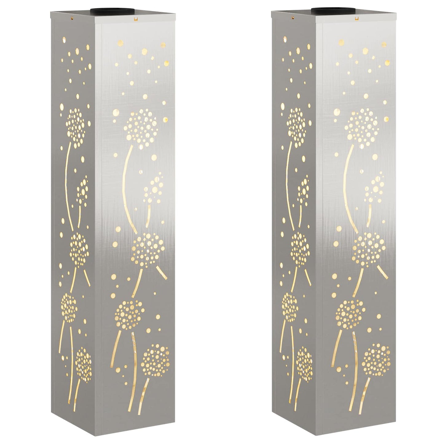 Solar LED Pathway Light 2 pcs Silver Stainless Steel