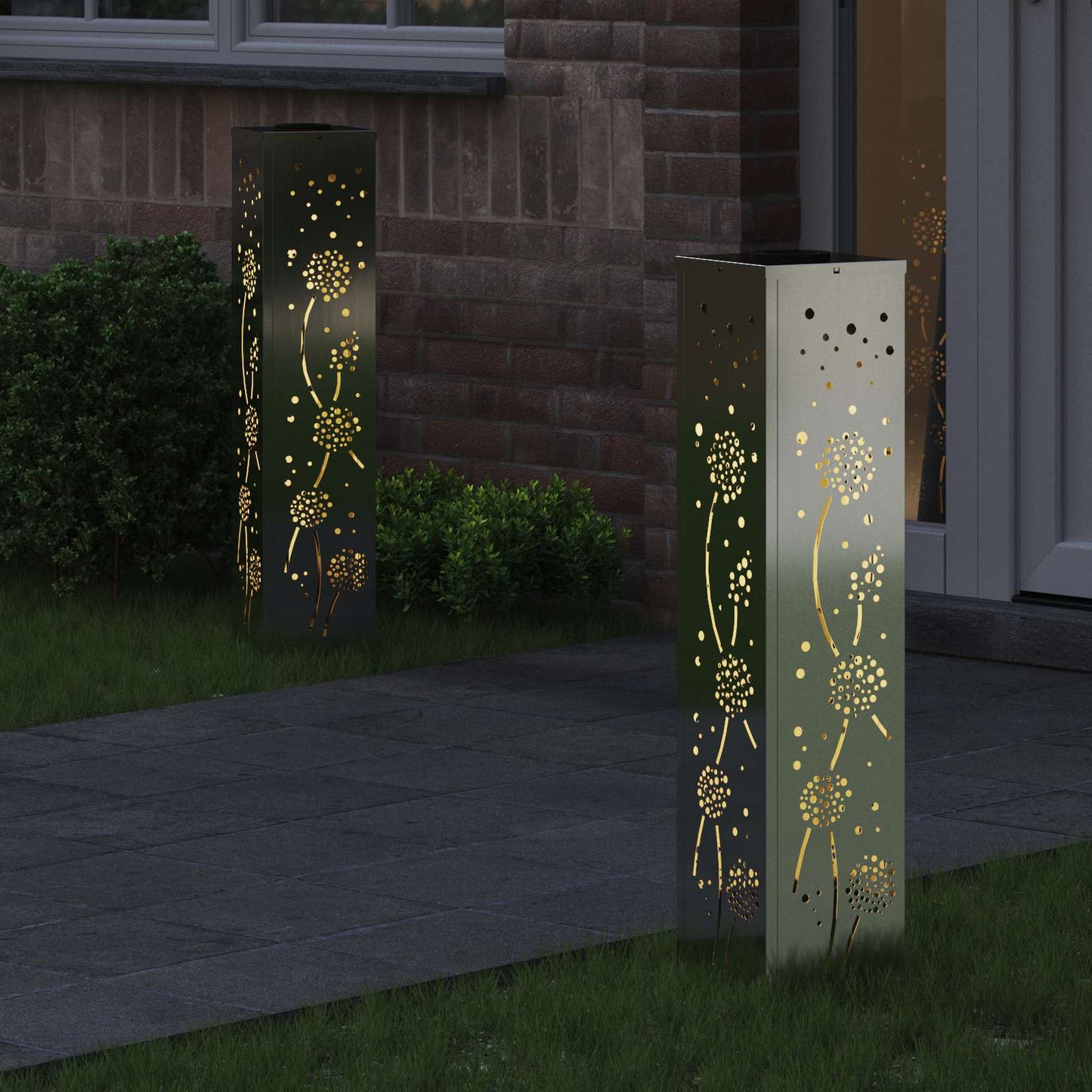 Solar LED Pathway Light 2 pcs Rusty Galvanized