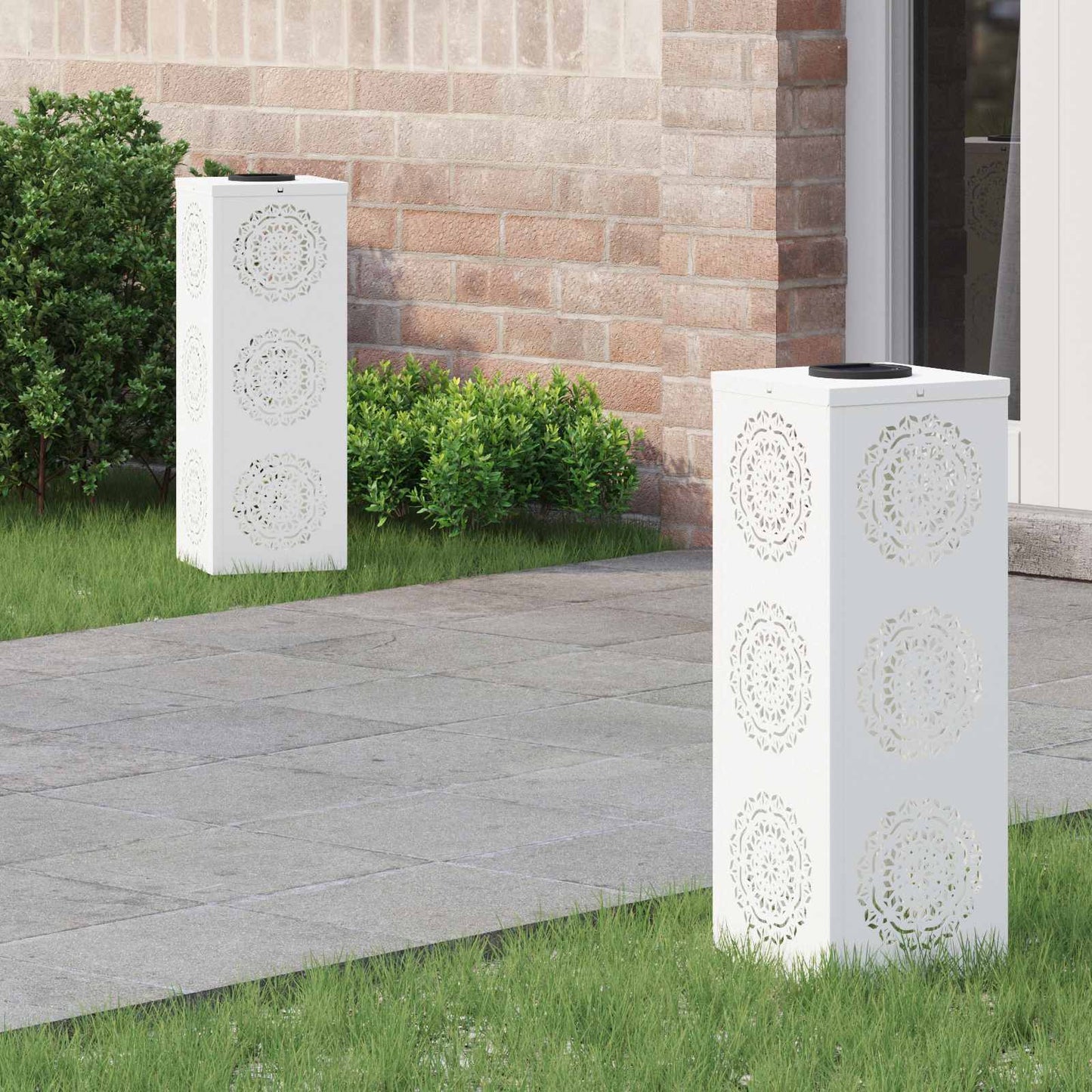 Solar LED Pathway Light 2 pcs White Cold Rolled Steel