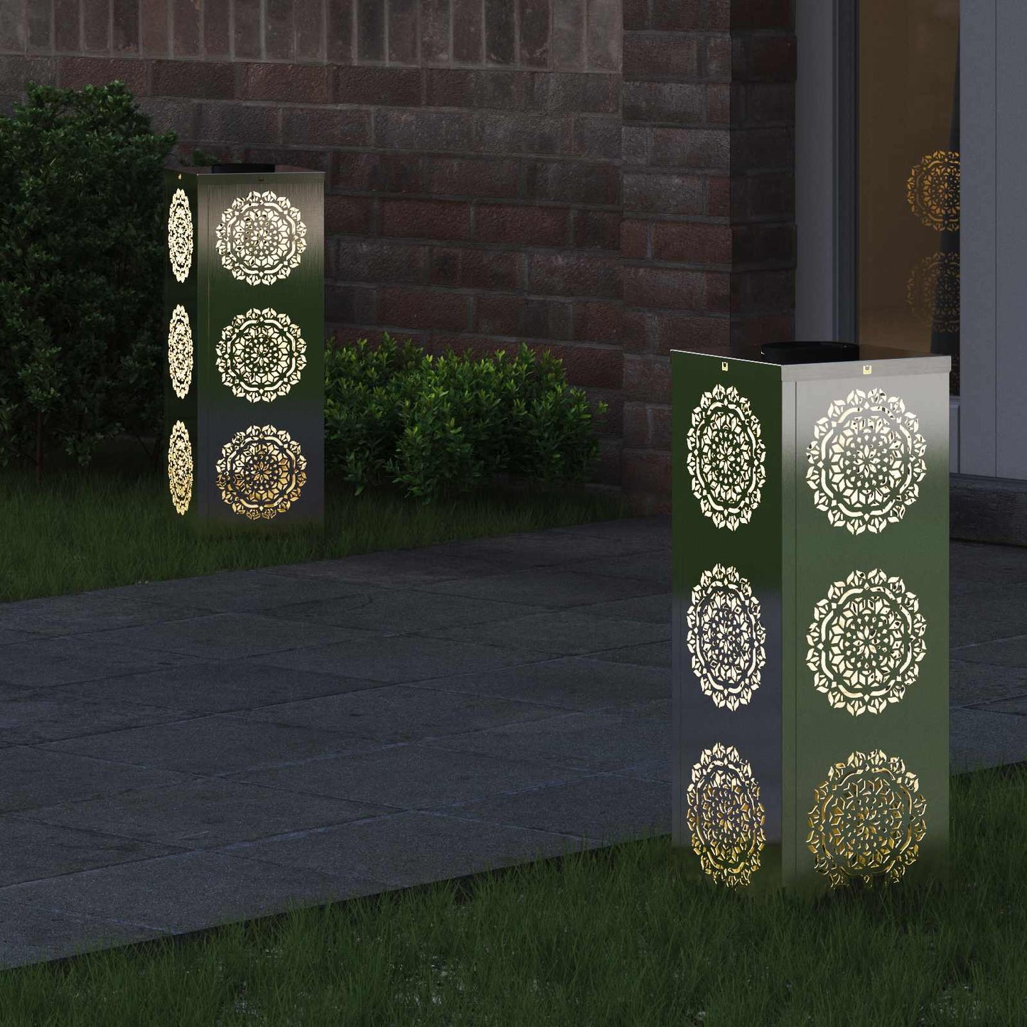 Solar LED Pathway Light 2 pcs Silver Stainless Steel