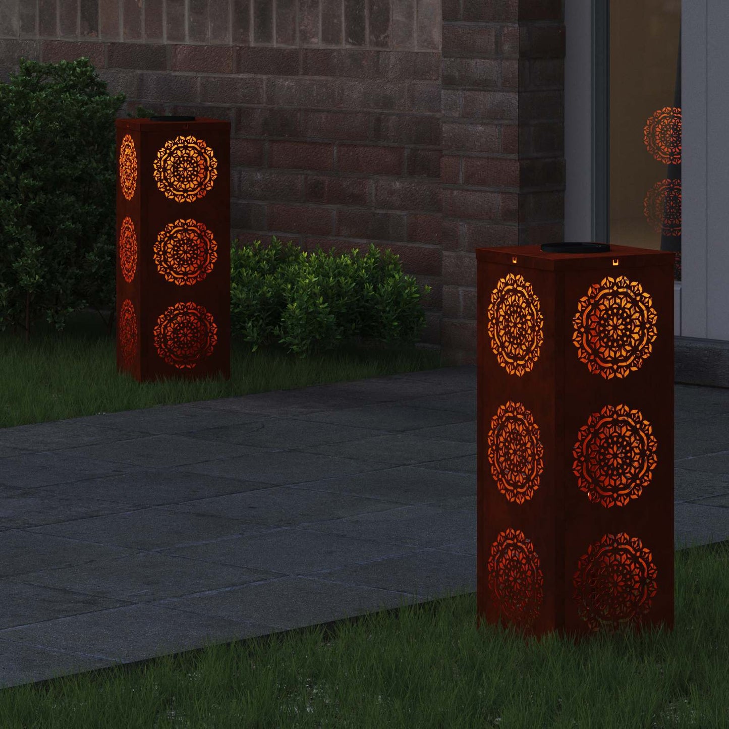 Solar LED Pathway Light 2 pcs Rusty Weathering Steel