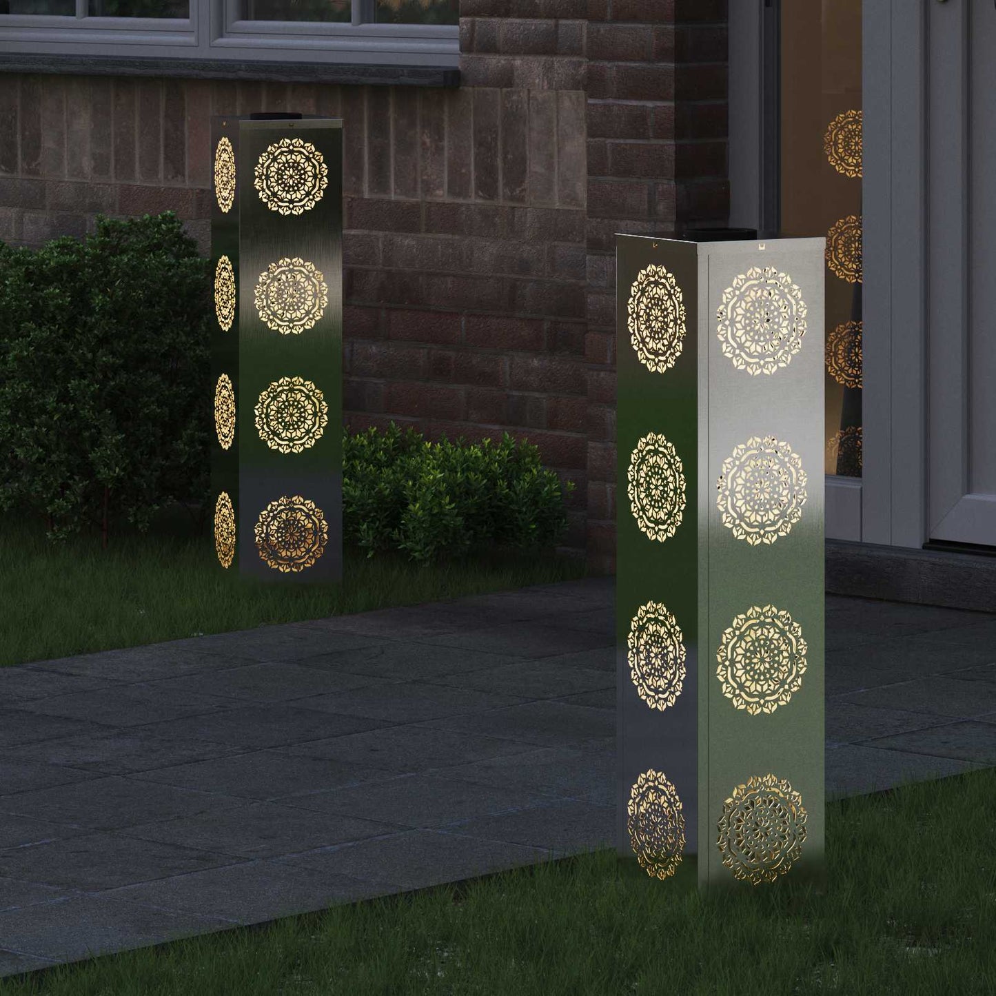 Solar LED Pathway Light 2 pcs Silver Stainless Steel