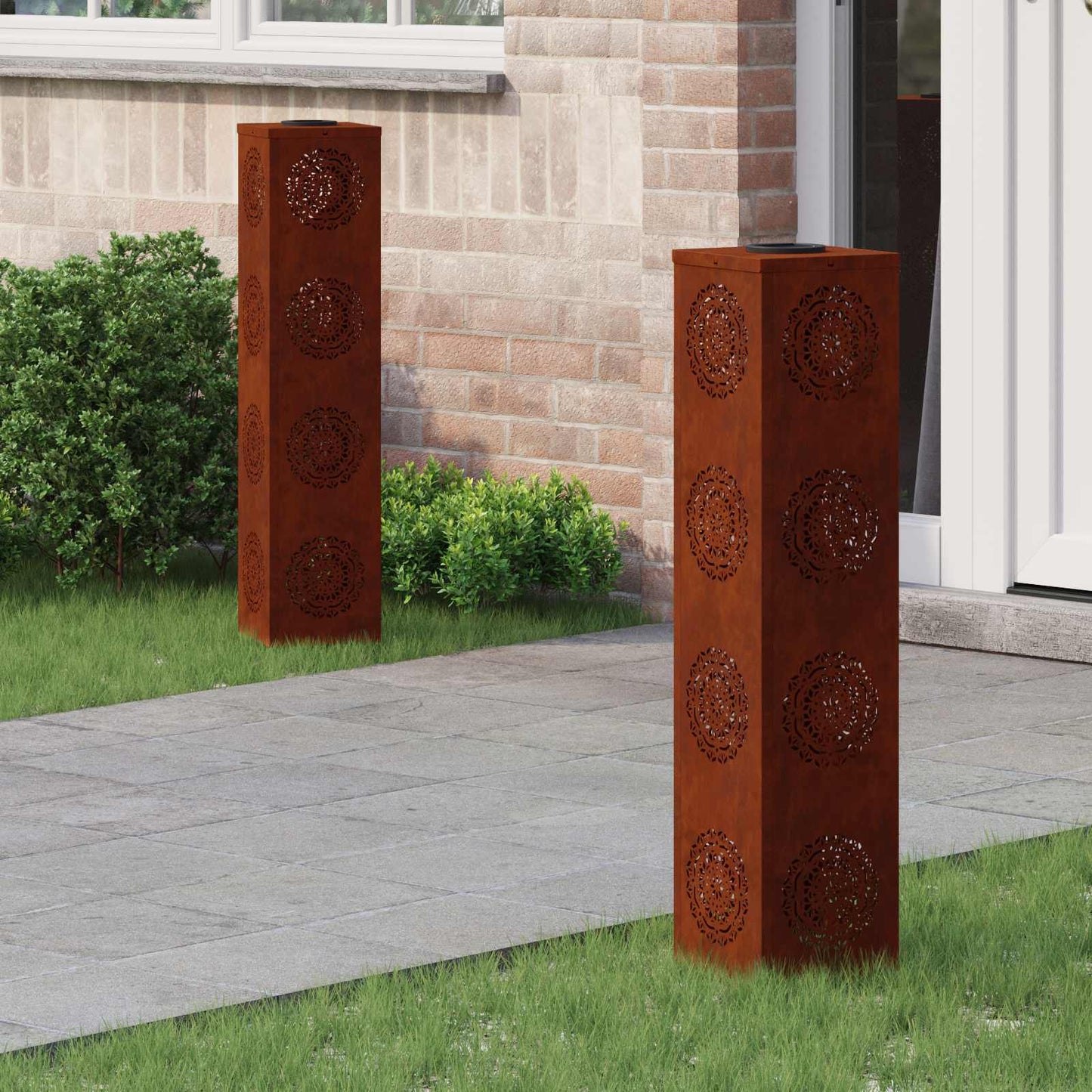 Solar LED Pathway Light 2 pcs Rusty Weathering Steel
