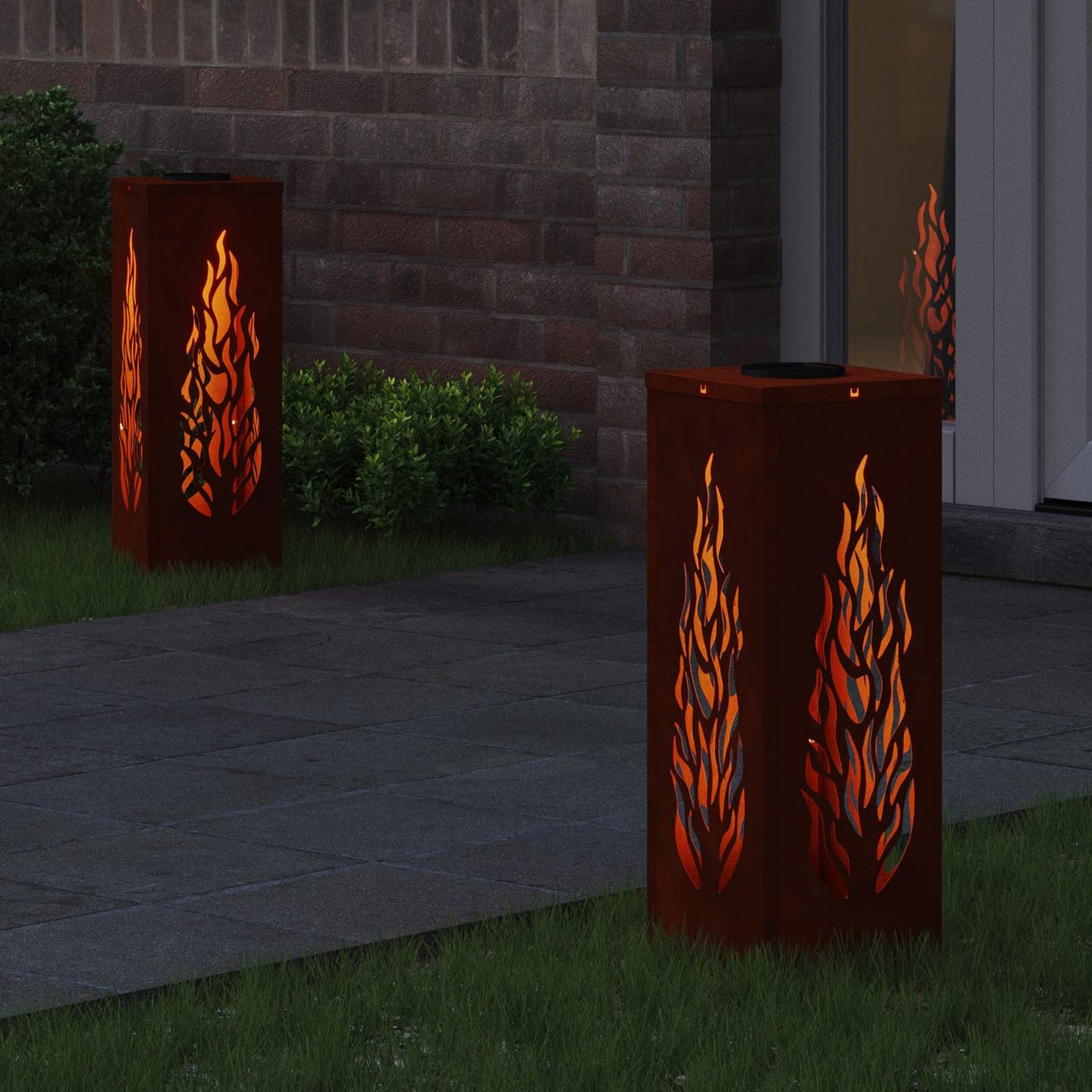 Solar LED Pathway Light 2 pcs Bronze Weathering Steel