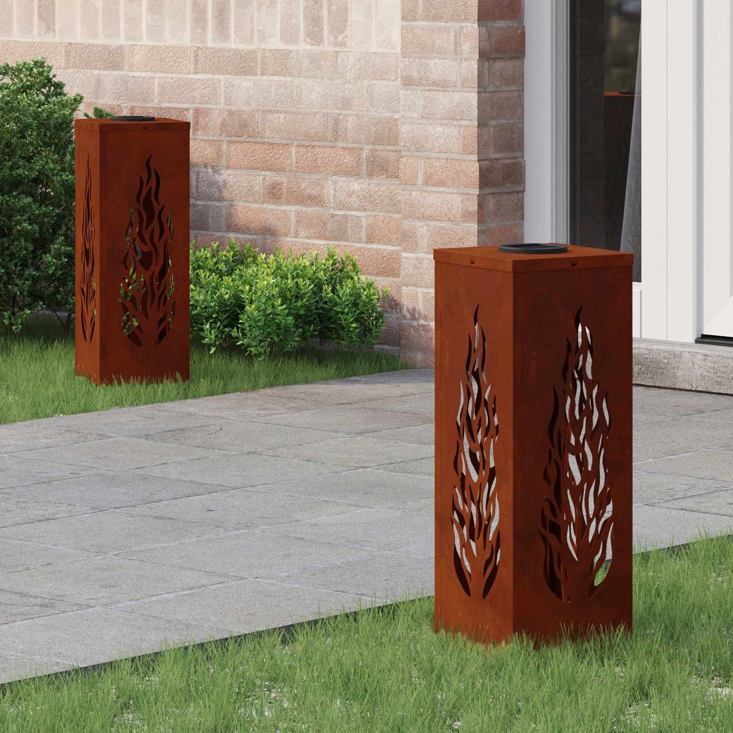 Solar LED Pathway Light 2 pcs Bronze Weathering Steel