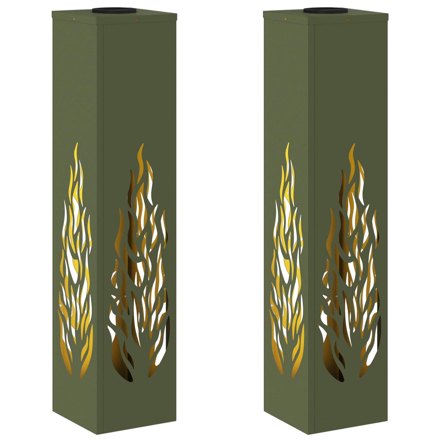 Solar LED Pathway Light 2 pcs Olive Green Cold Rolled Steel