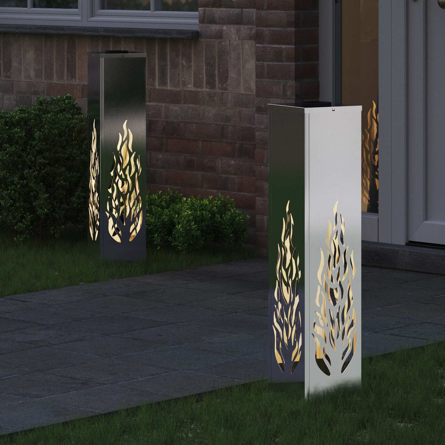 Solar LED Pathway Light 2 pcs Silver Stainless Steel