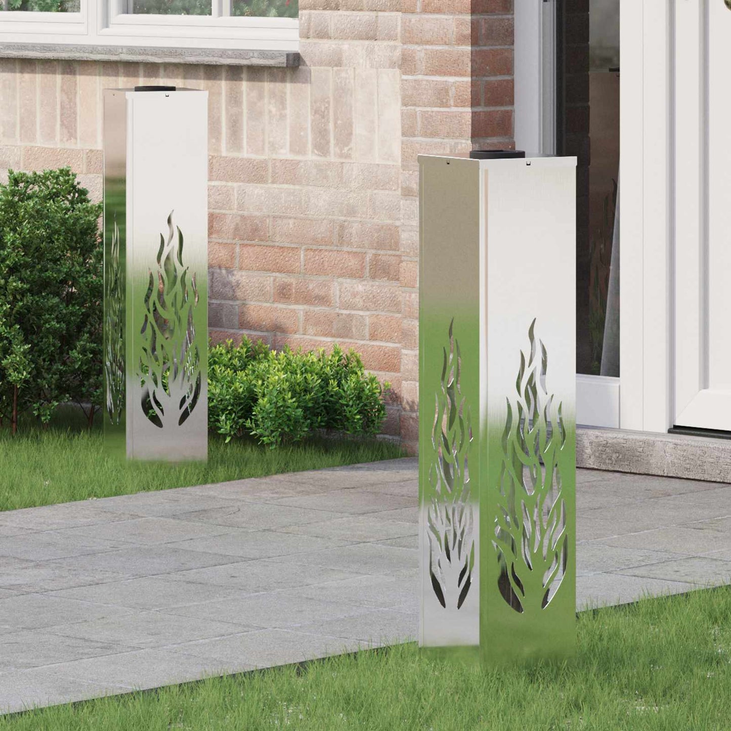 Solar LED Pathway Light 2 pcs Silver Stainless Steel