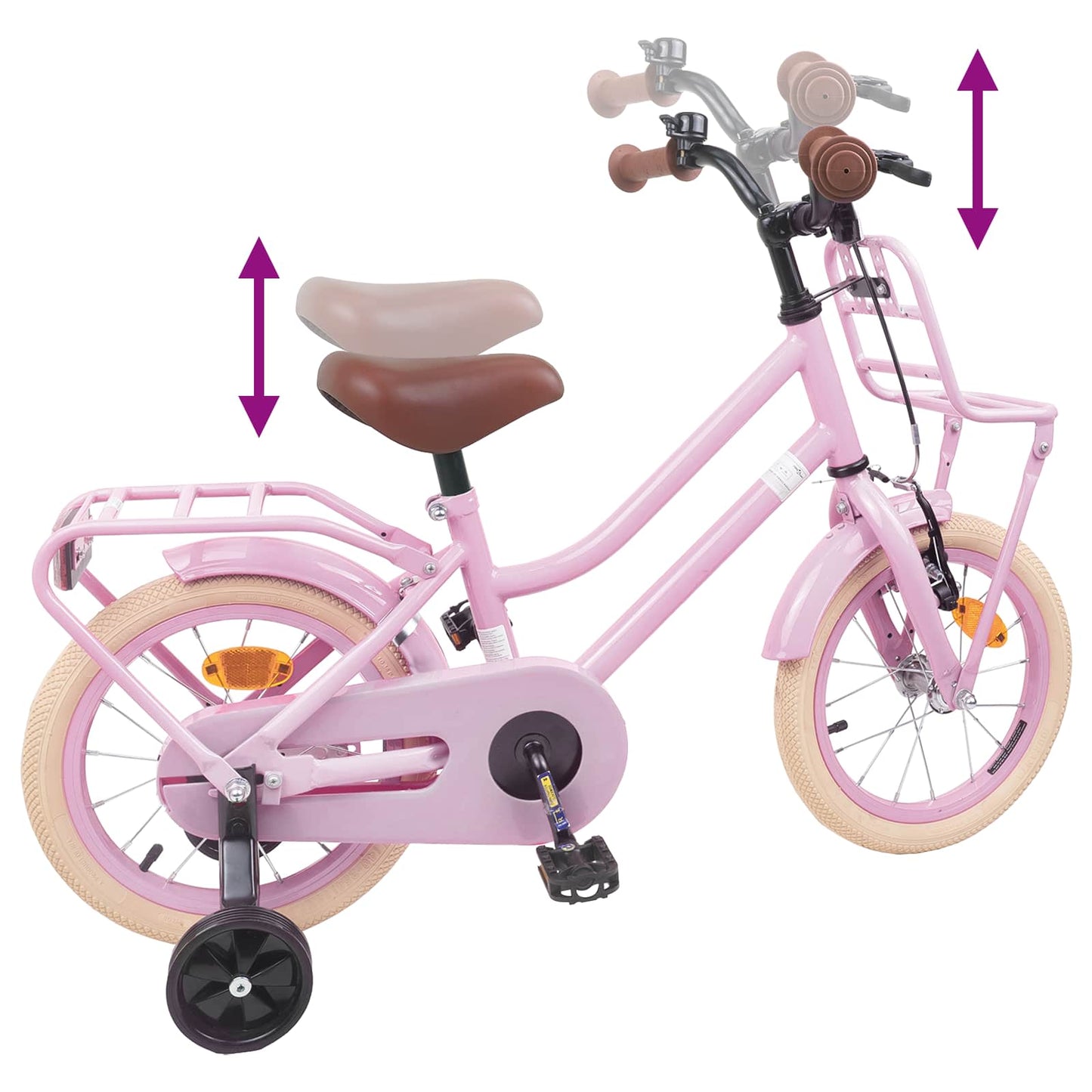 Kids Bike 14 Inches for 3-5 Years Old Light Pink