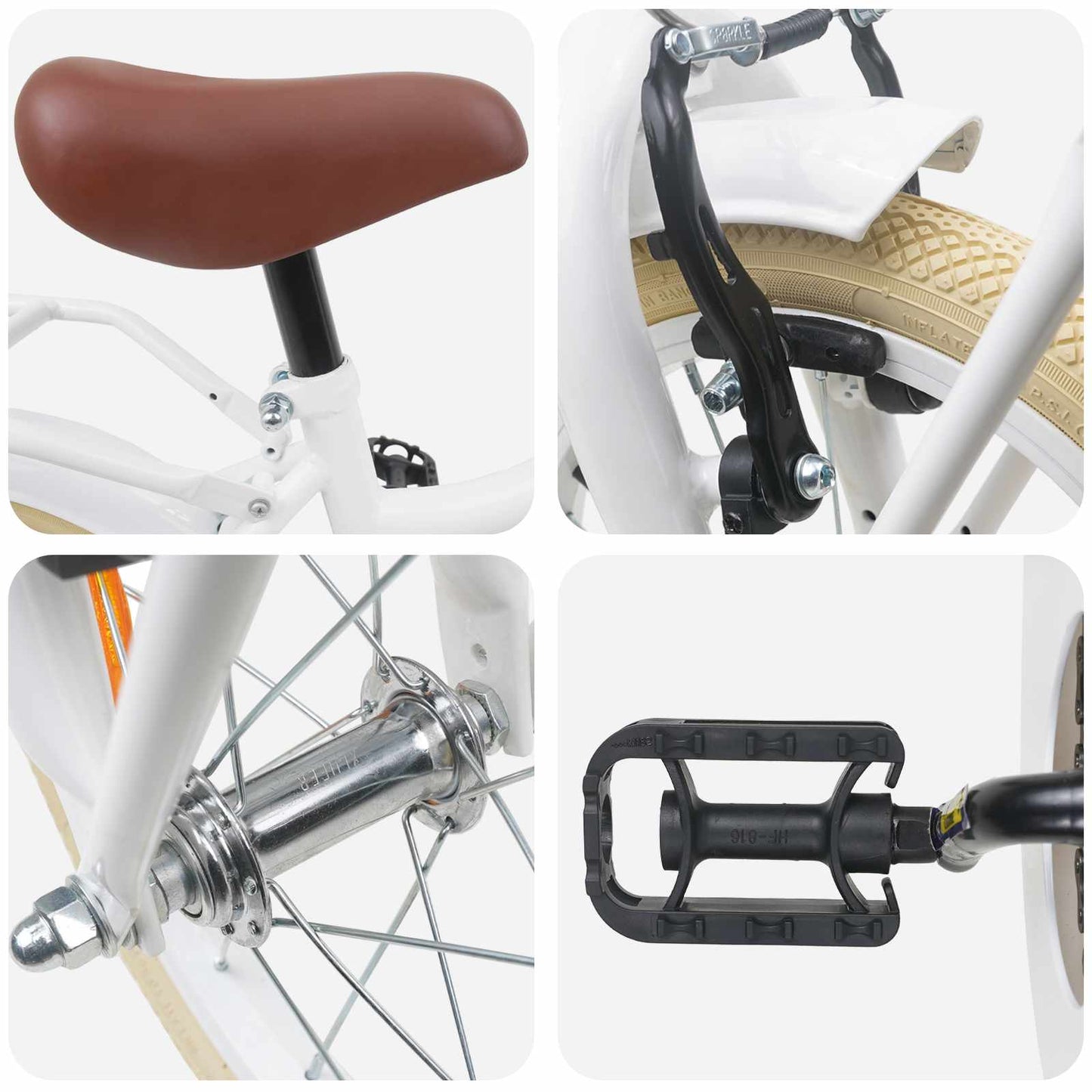 Kids Bike 16 Inches for 4-6 Years Old White