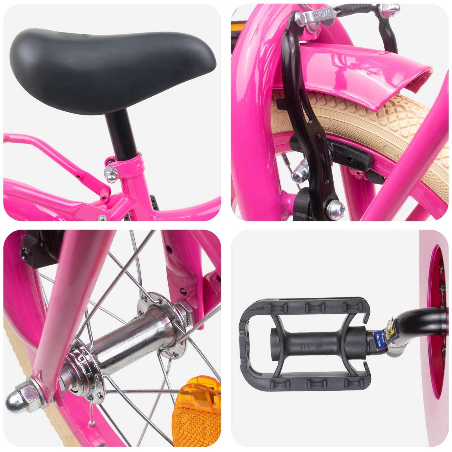 Kids Bike 12 Inches for 2-4 Years Old Dark Pink