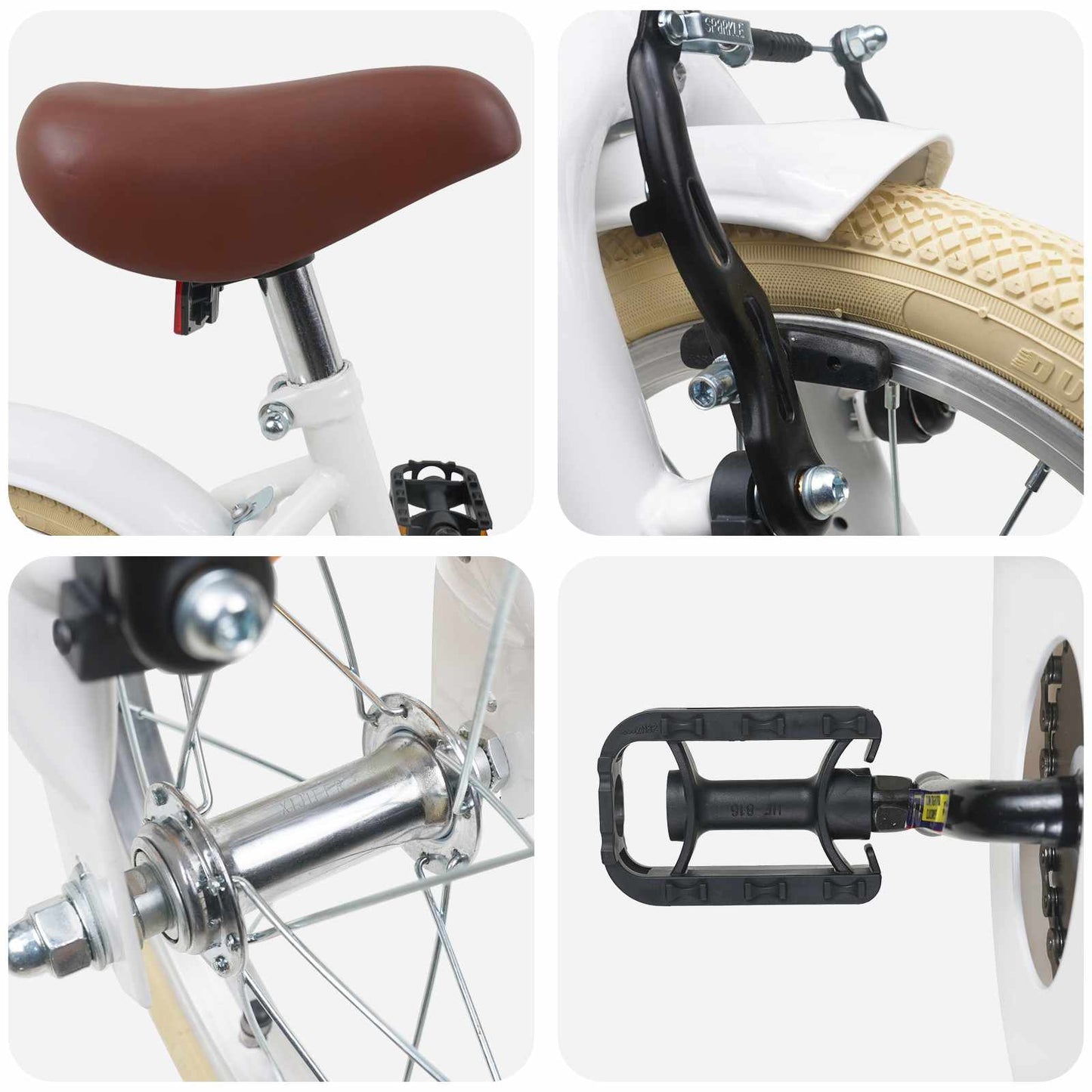 Kids Bike 14 Inches for 3-5 Years Old White