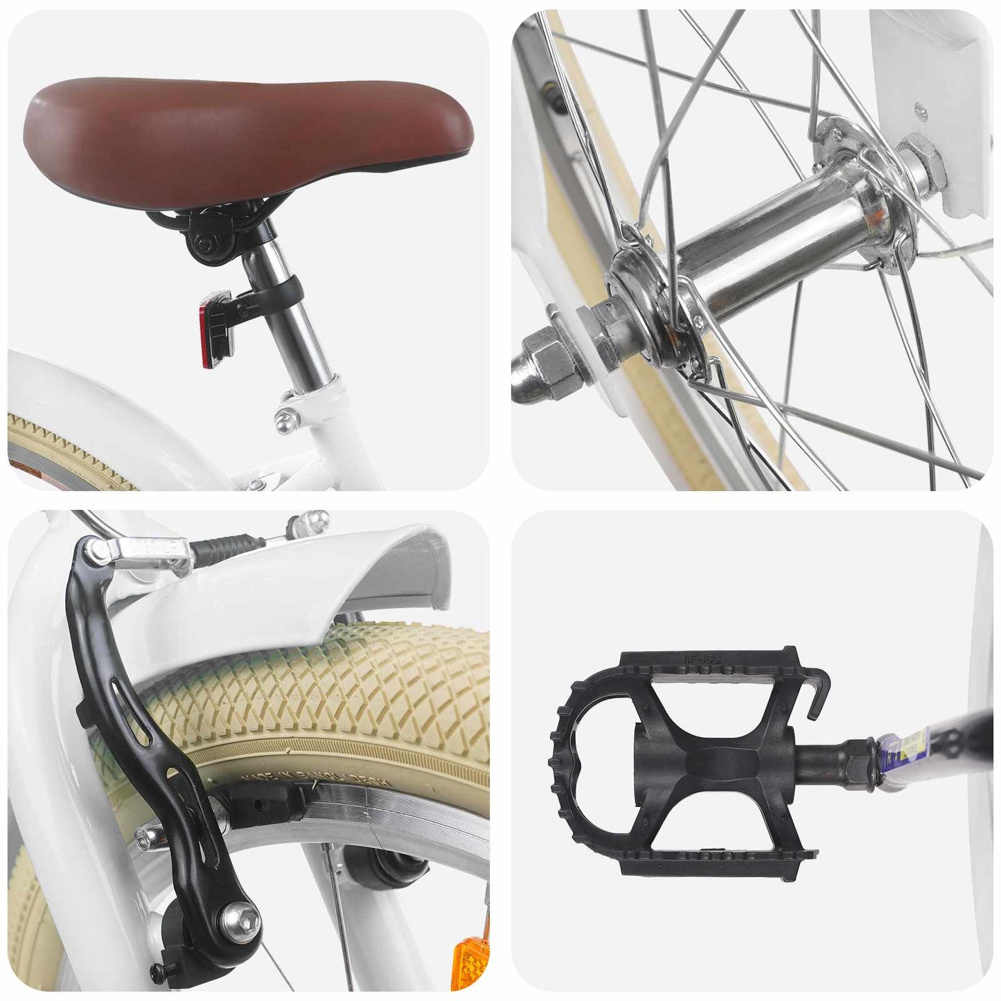 Kids Bike 18 Inches for 5-7 Years Old White