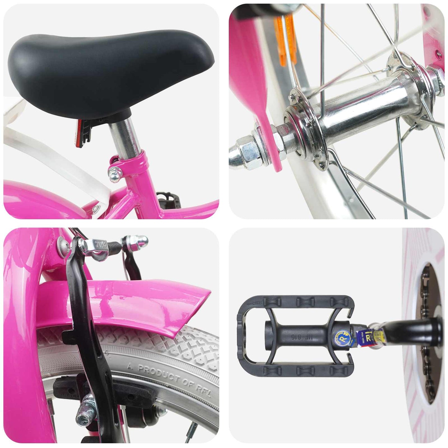 Kids Bike 12 Inches for 2-4 Years Old Dark Pink