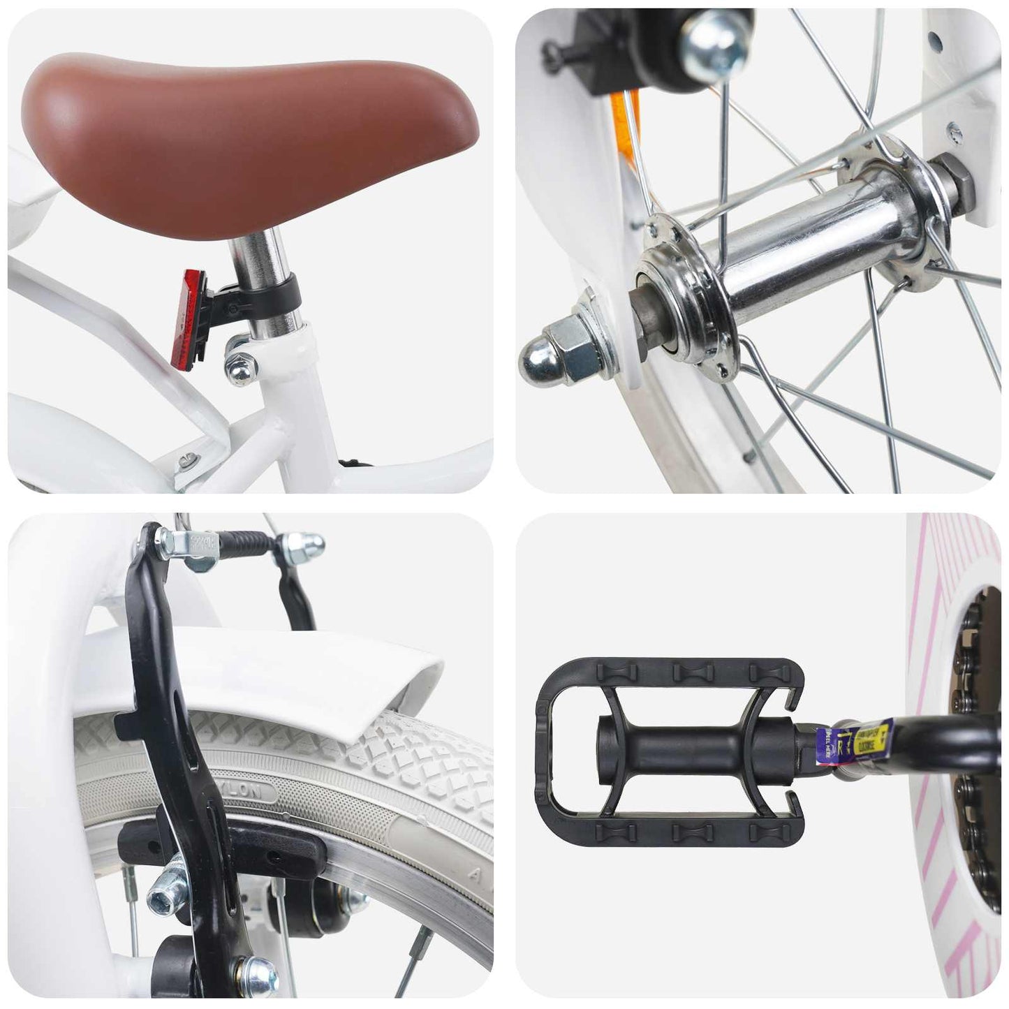 Kids Bike 12 Inches for 2-4 Years Old White