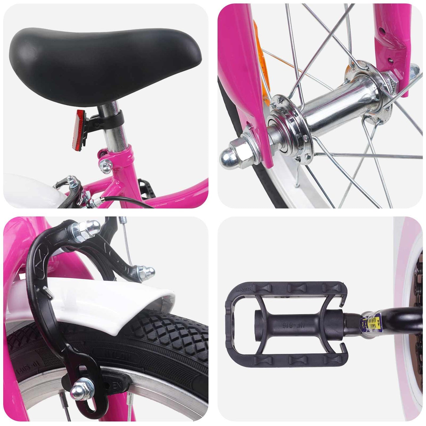 Kids Bike 12 Inches for 2-4 Years Old Pink White