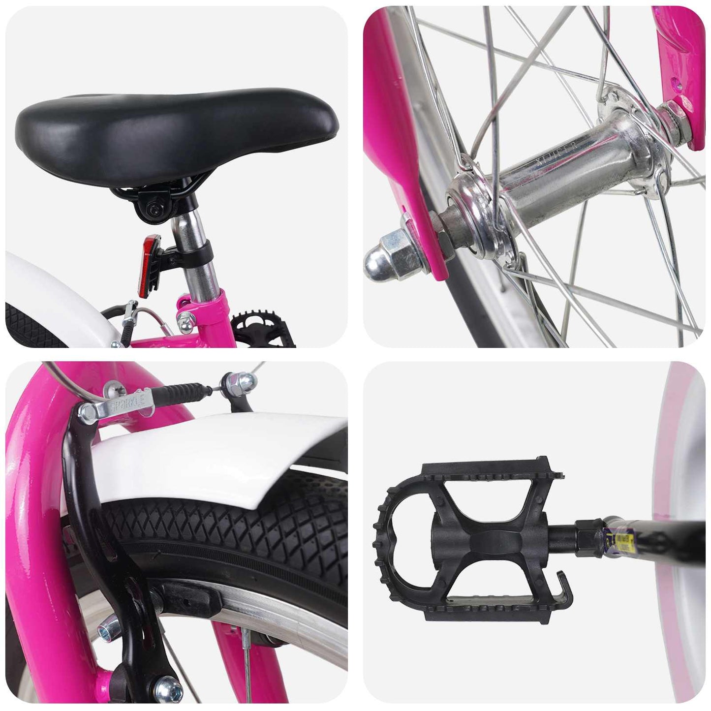 Kids Bike 22 Inches for 7-12 Years Old Pink White