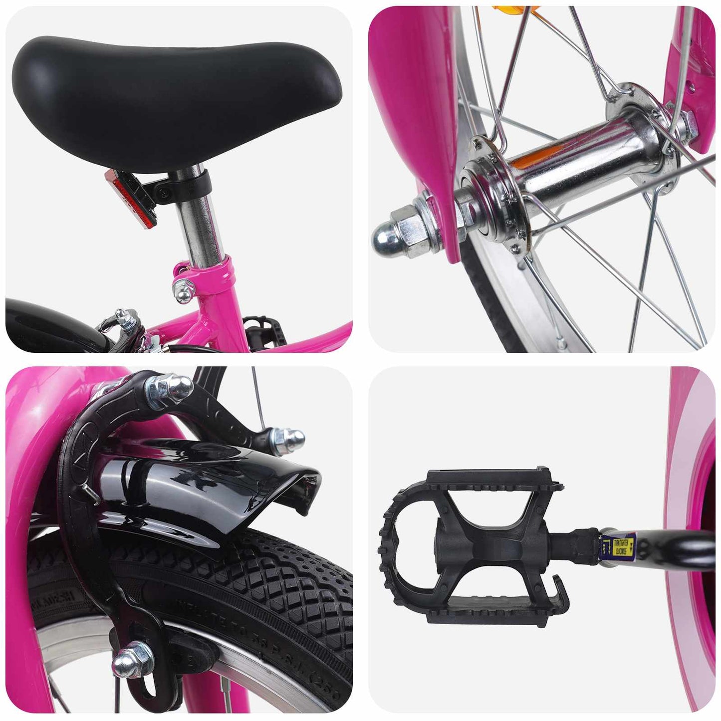 Kids Bike 12 Inches for 2-4 Years Old Pink Black