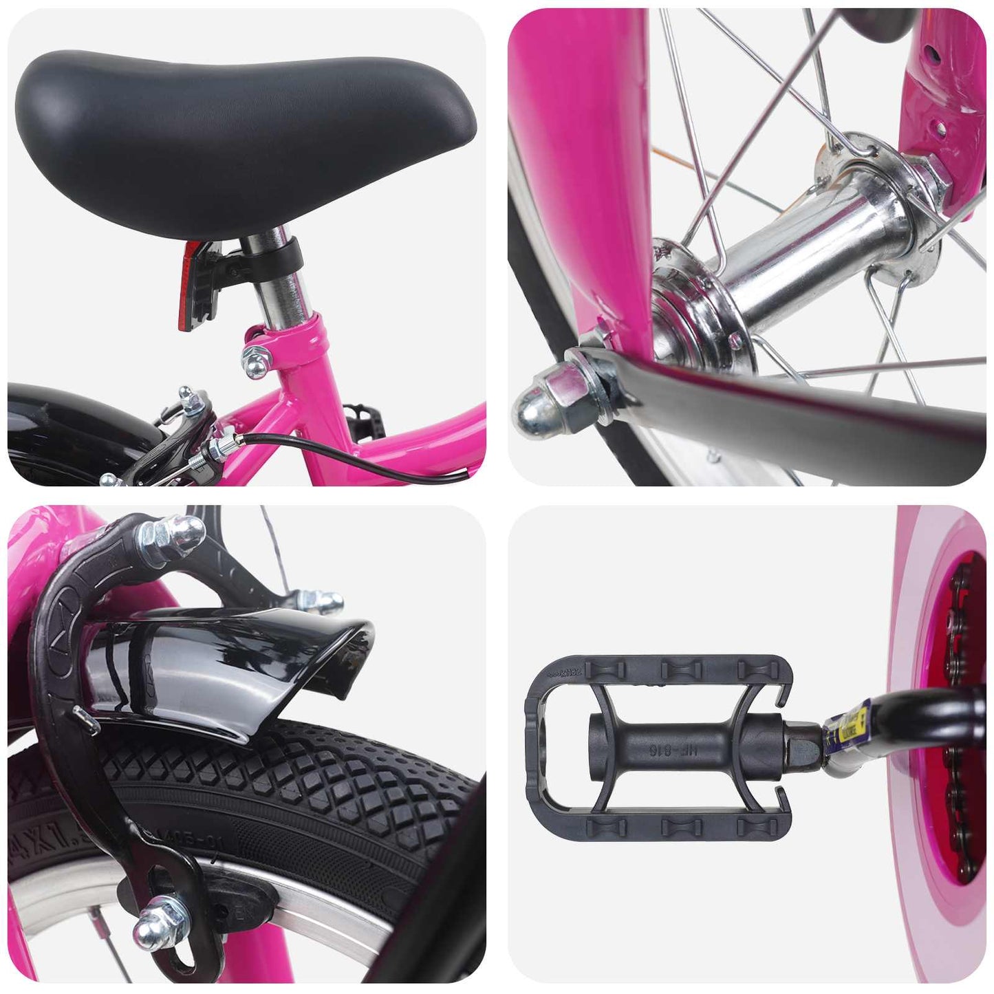 Kids Bike 14 Inches for 3-5 Years Old Pink and Black