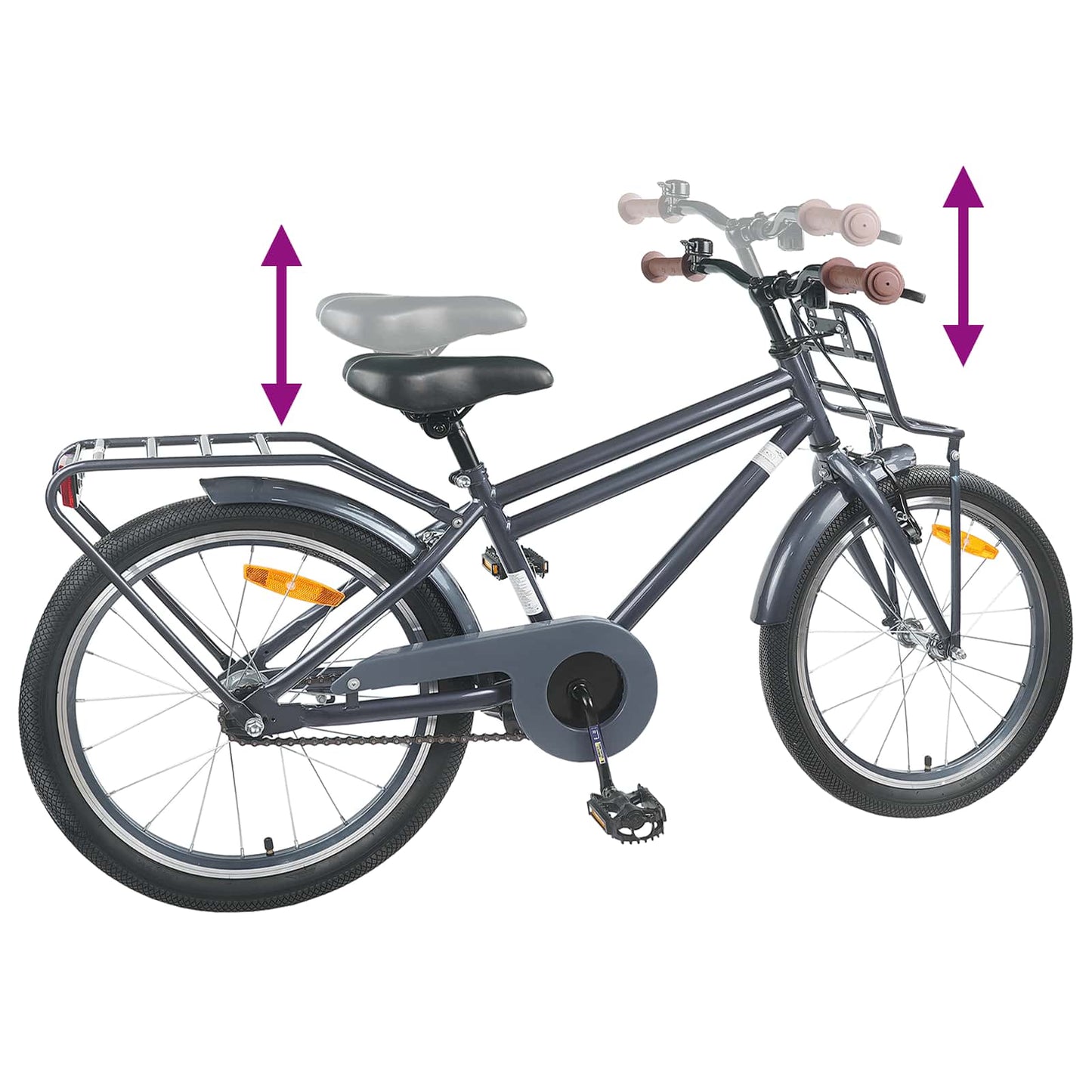 Kids Bike 22 Inches for 7-12 Years Old Dark Grey