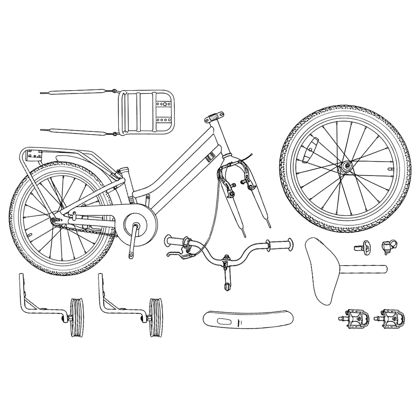 Kids Bike 16 Inches for 4-6 Years Old White