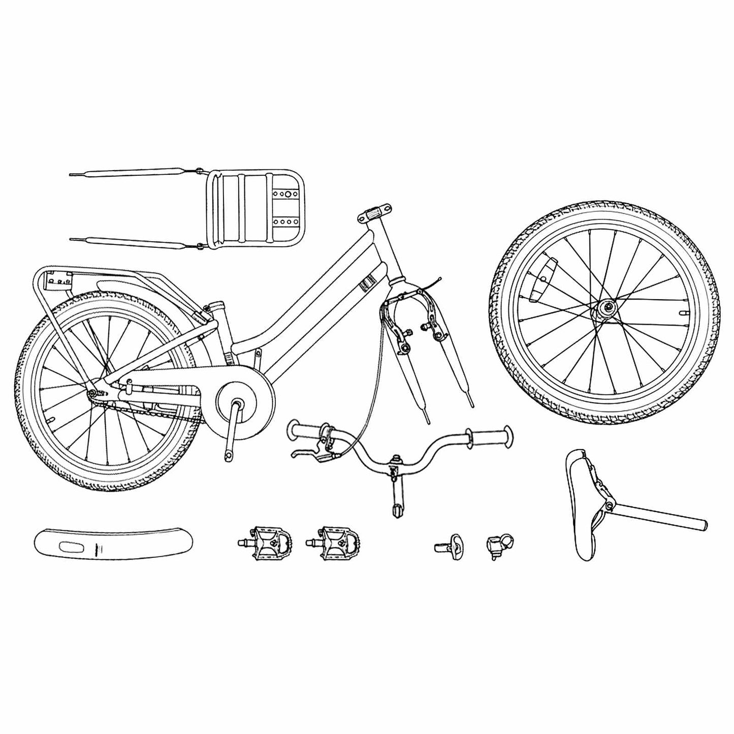 Kids Bike 18 Inches for 5-7 Years Old White