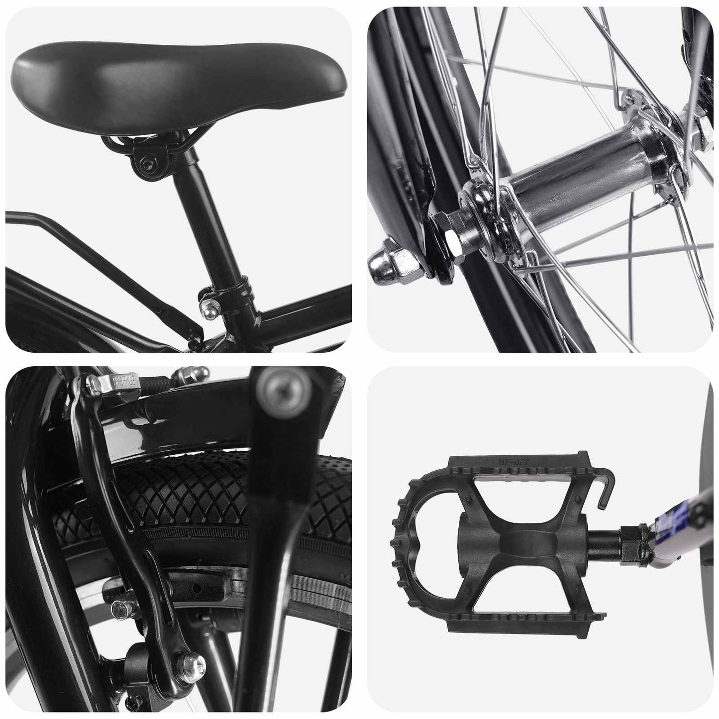 Kids Bike 22 Inches for 7-12 Years Old Black
