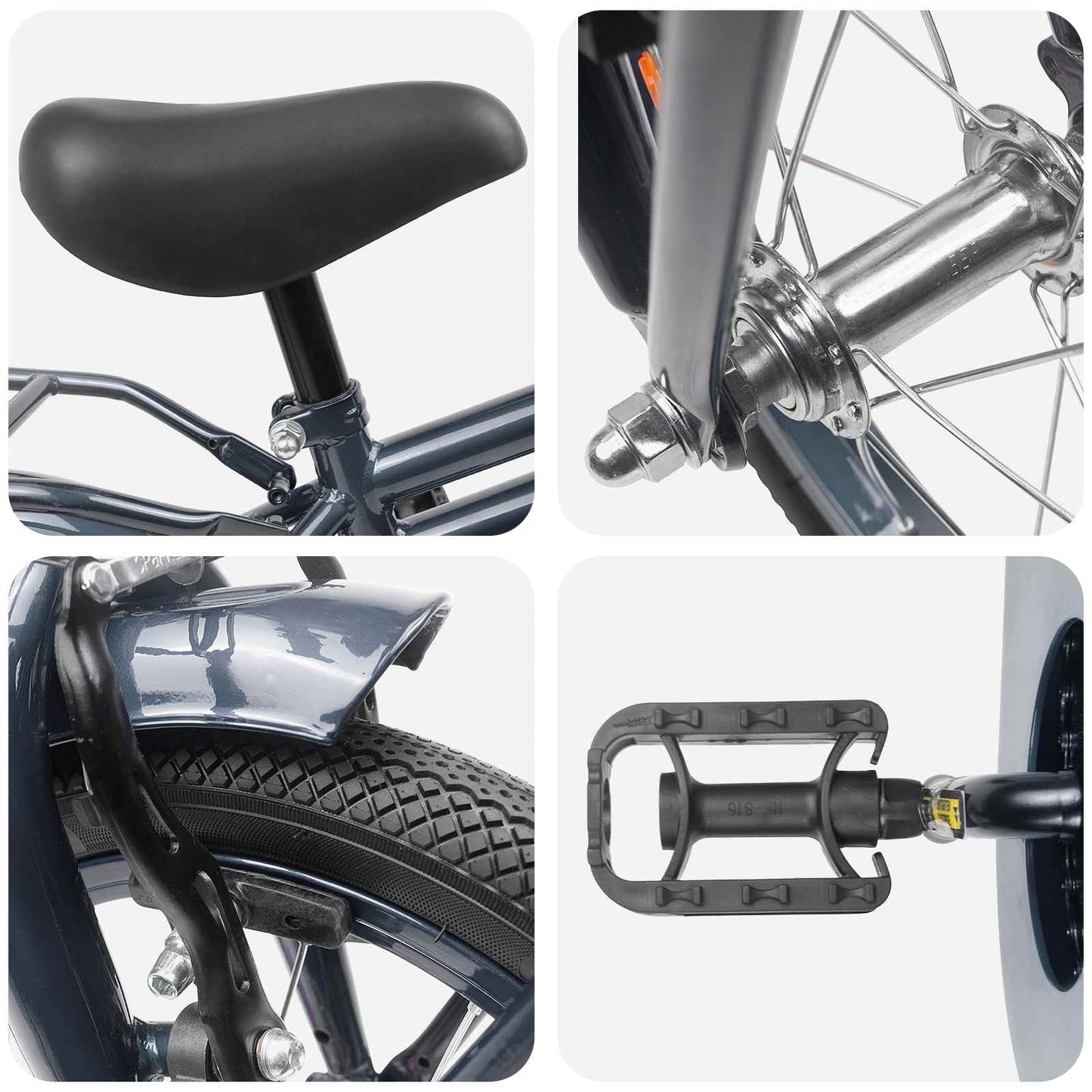 Kids Bike 14 Inches for 3-5 Years Old Dark Grey