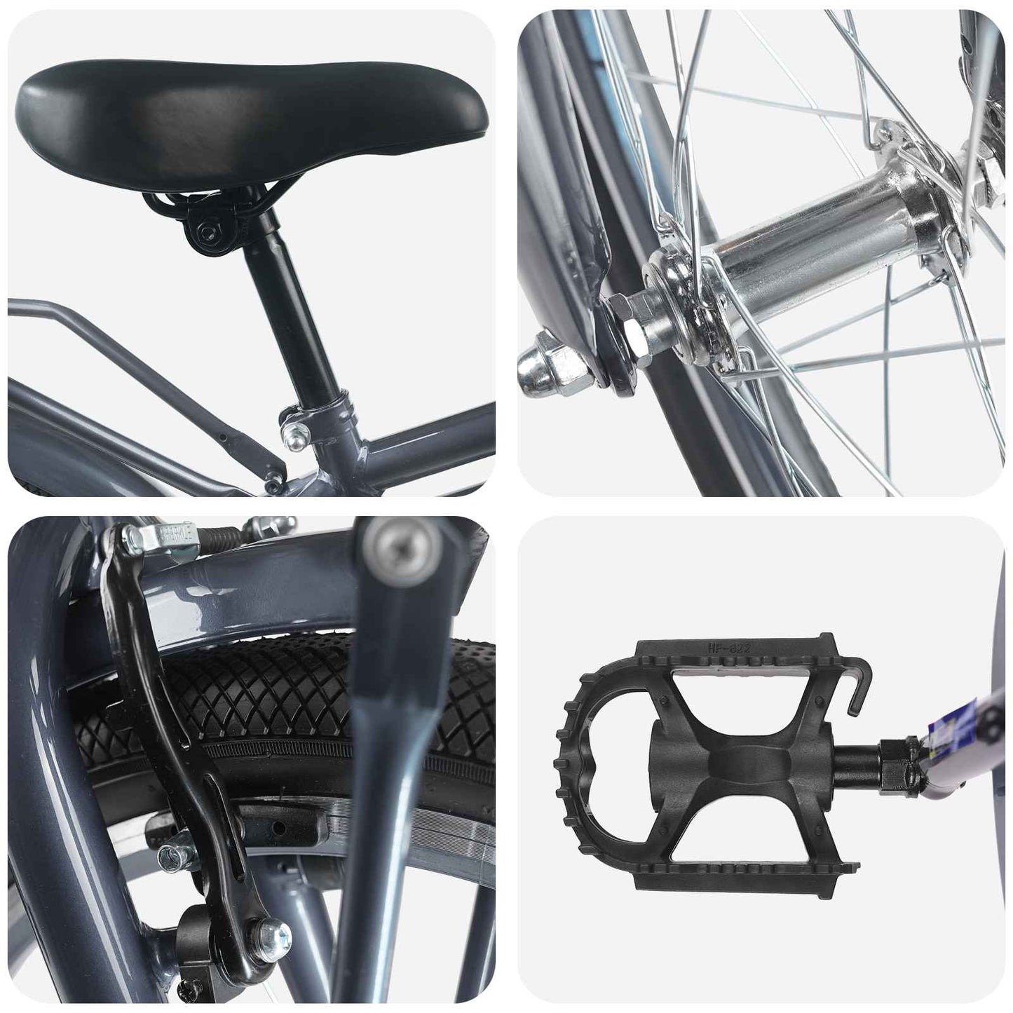 Kids Bike 22 Inches for 7-12 Years Old Dark Grey