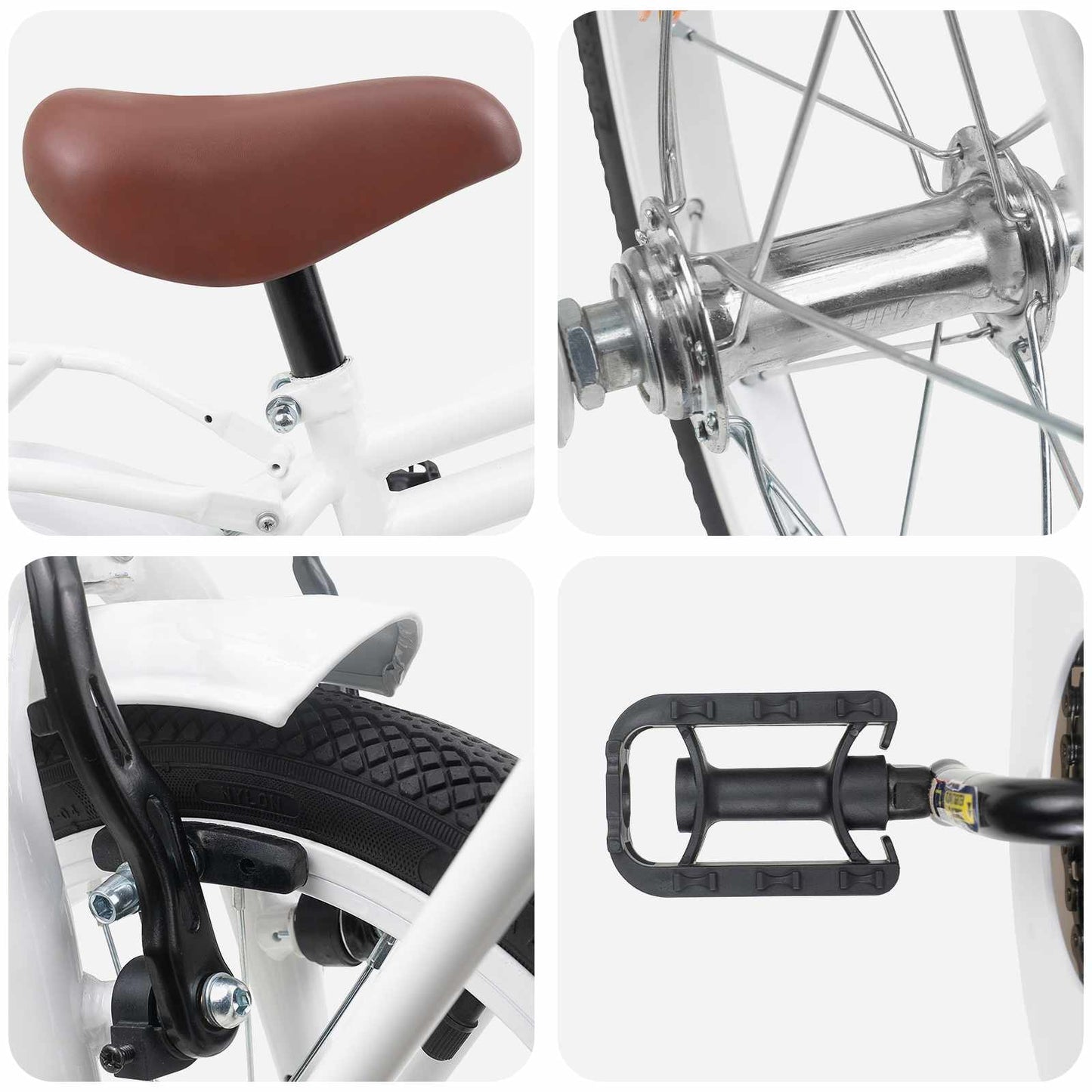 Kids Bike 12 Inches for 2-4 Years Old White