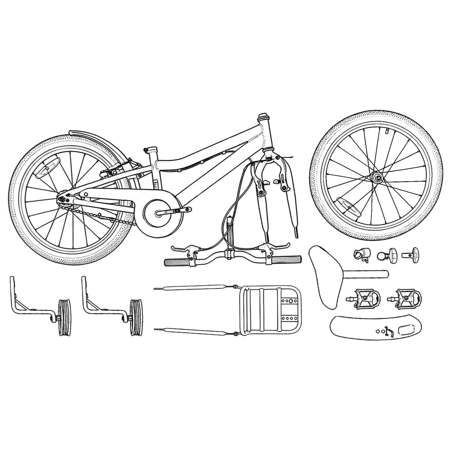Kids Bike 16 Inches for 4-6 Years Old White