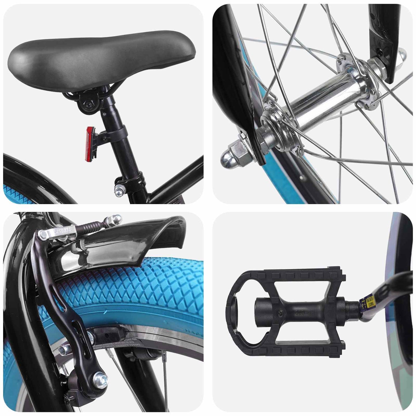 Kids Bike 22'' for 7-12 Years Old Black