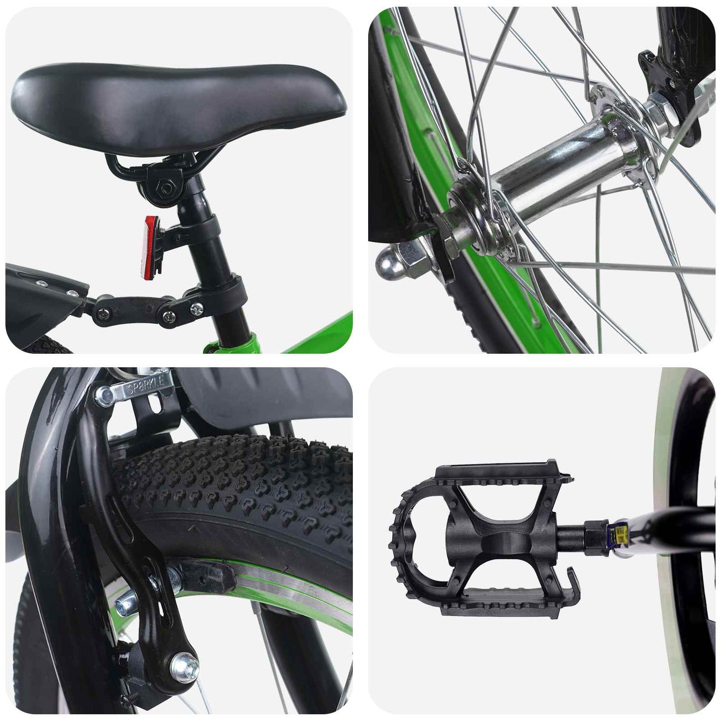 Kids Bike 18 Inches for 5-7 Years Old Green Black
