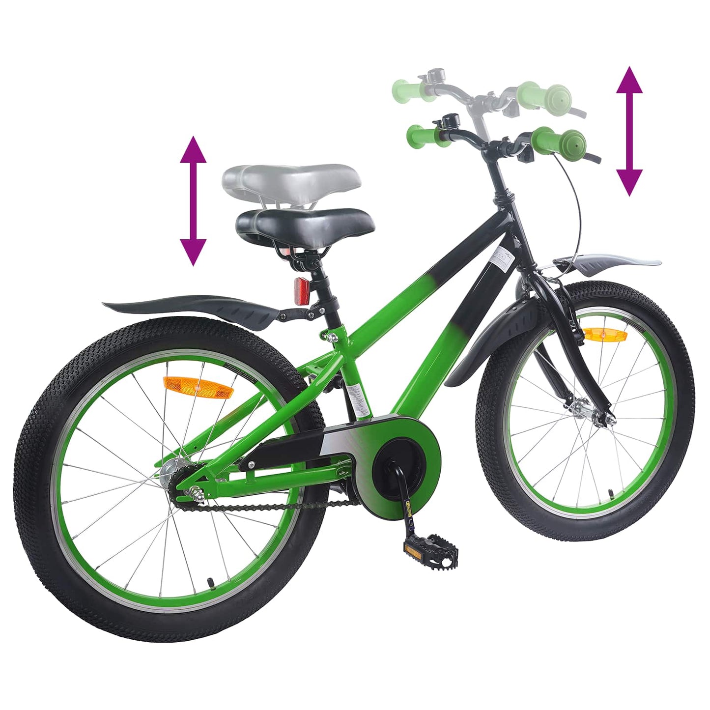 Kids Bike 20 Inches for 6-11 Years Old Green Black