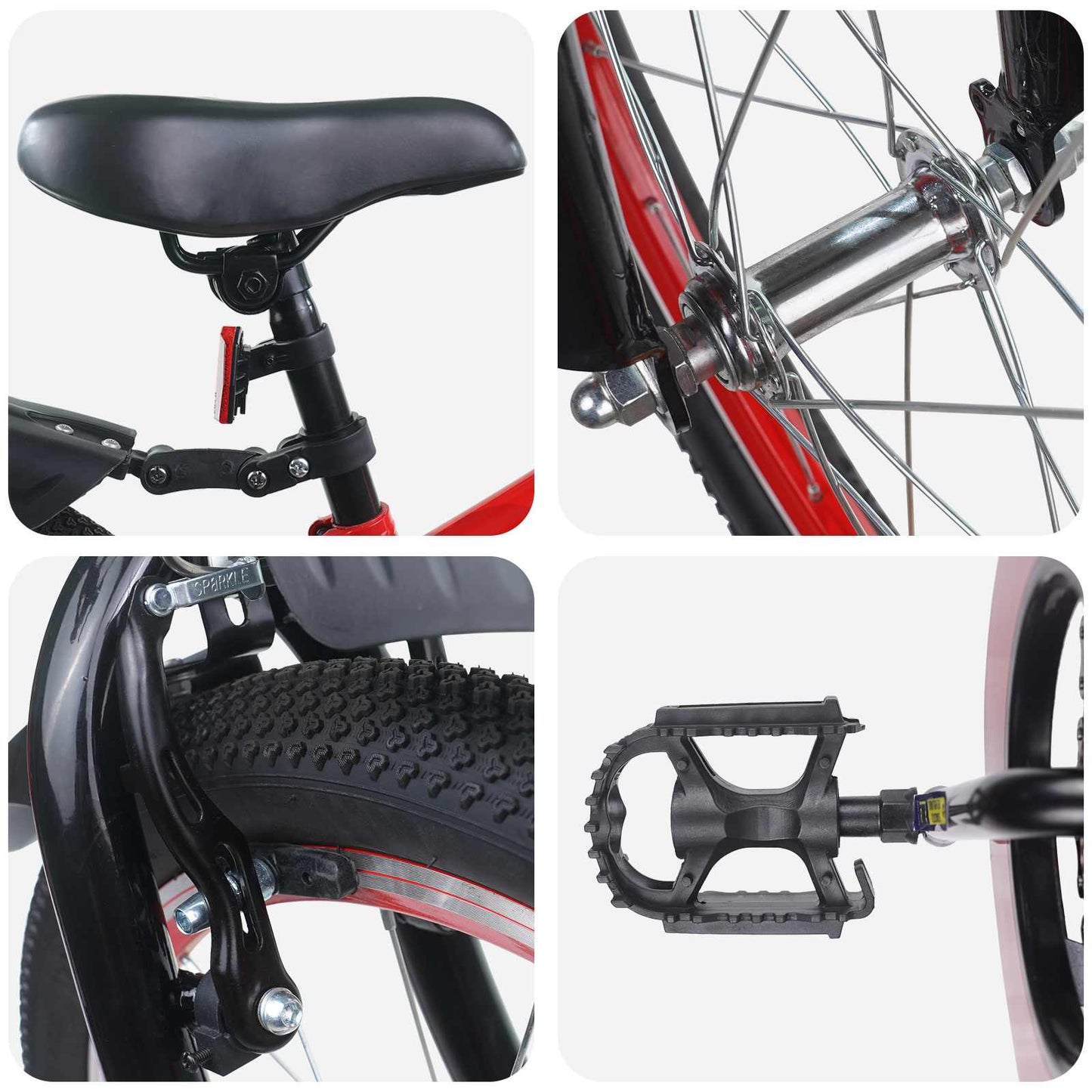 Kids Bike 22 Inches for 7-12 Years Old Red and Black
